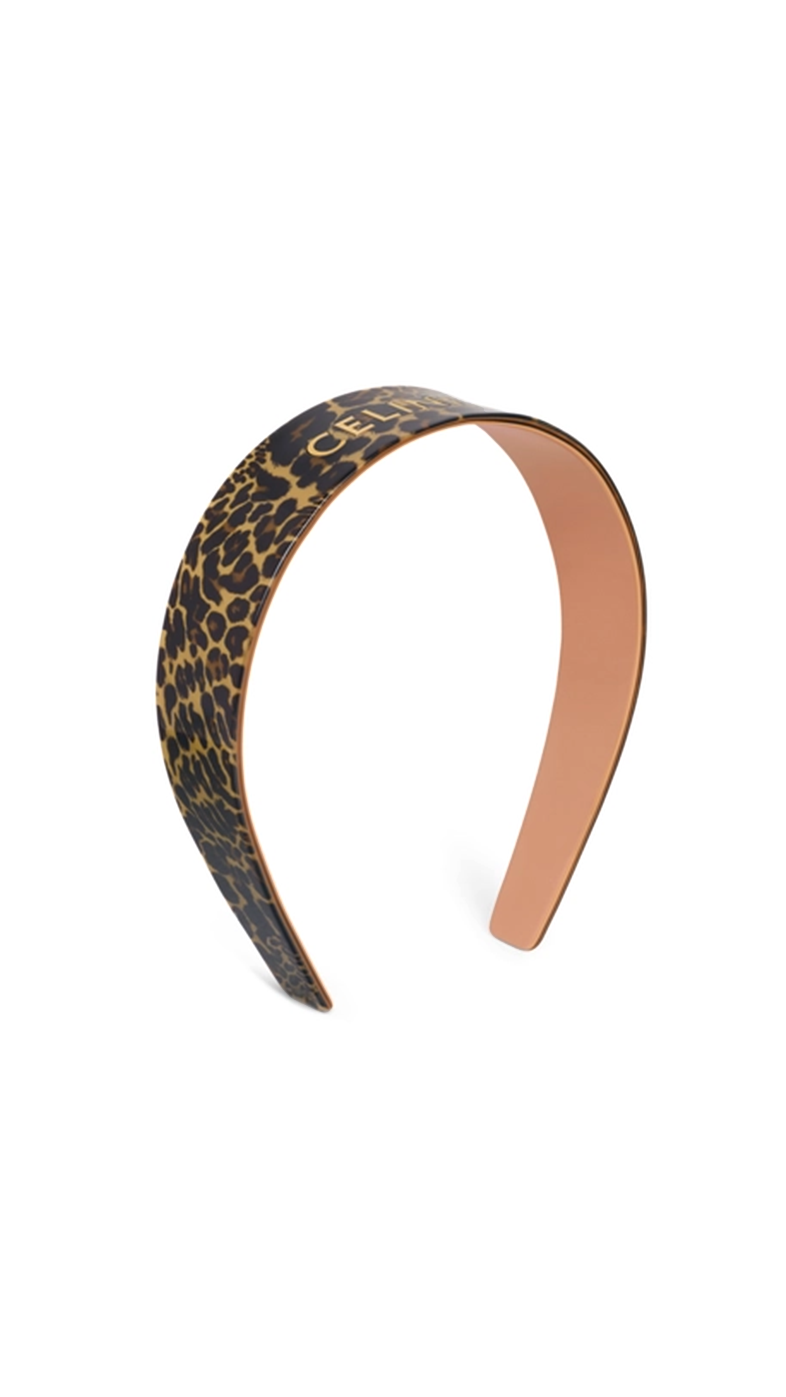 Headband in Acetate and Steel - Leopard/Gold