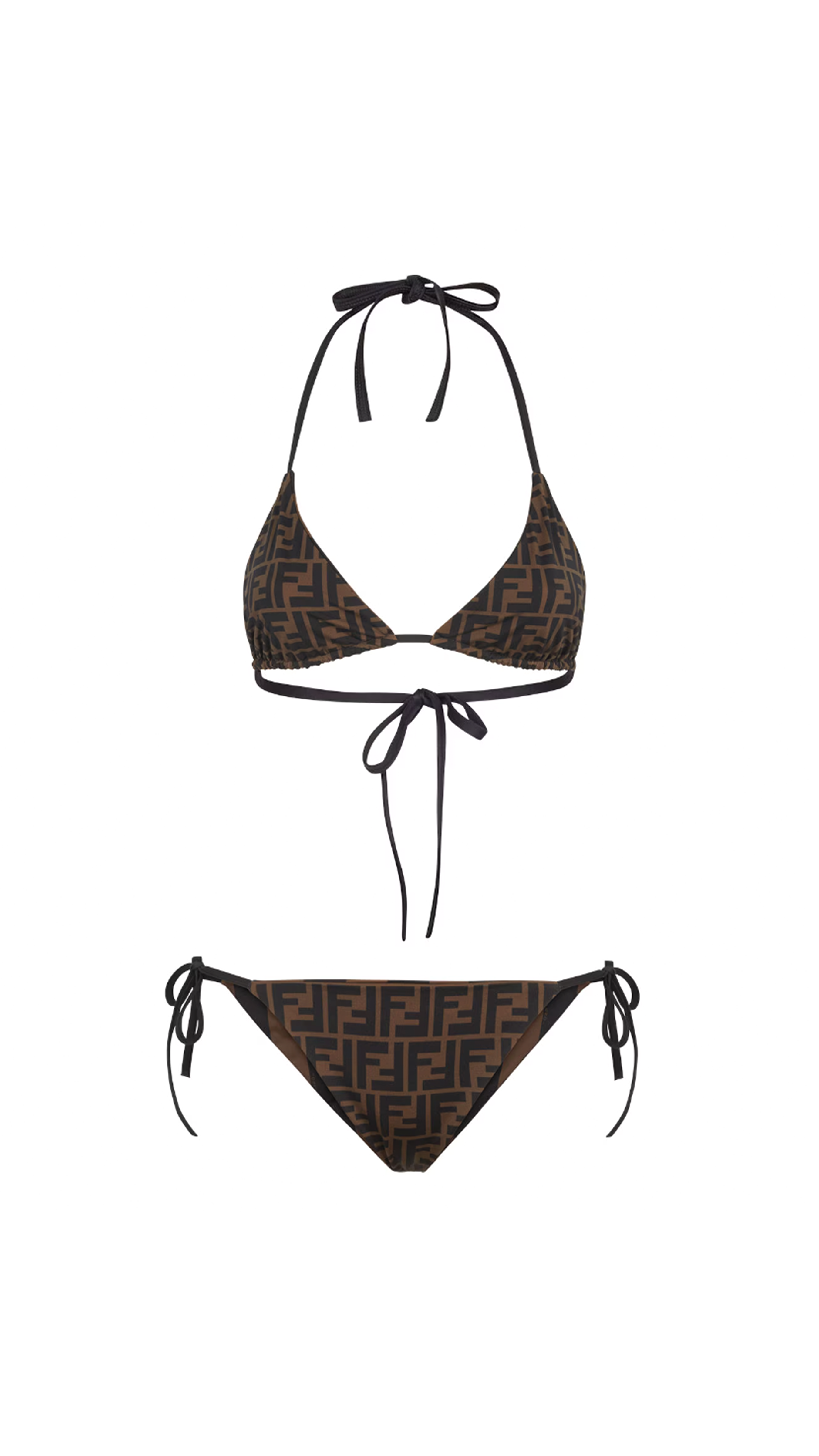 Reversible Striped Bikini Set - Brown