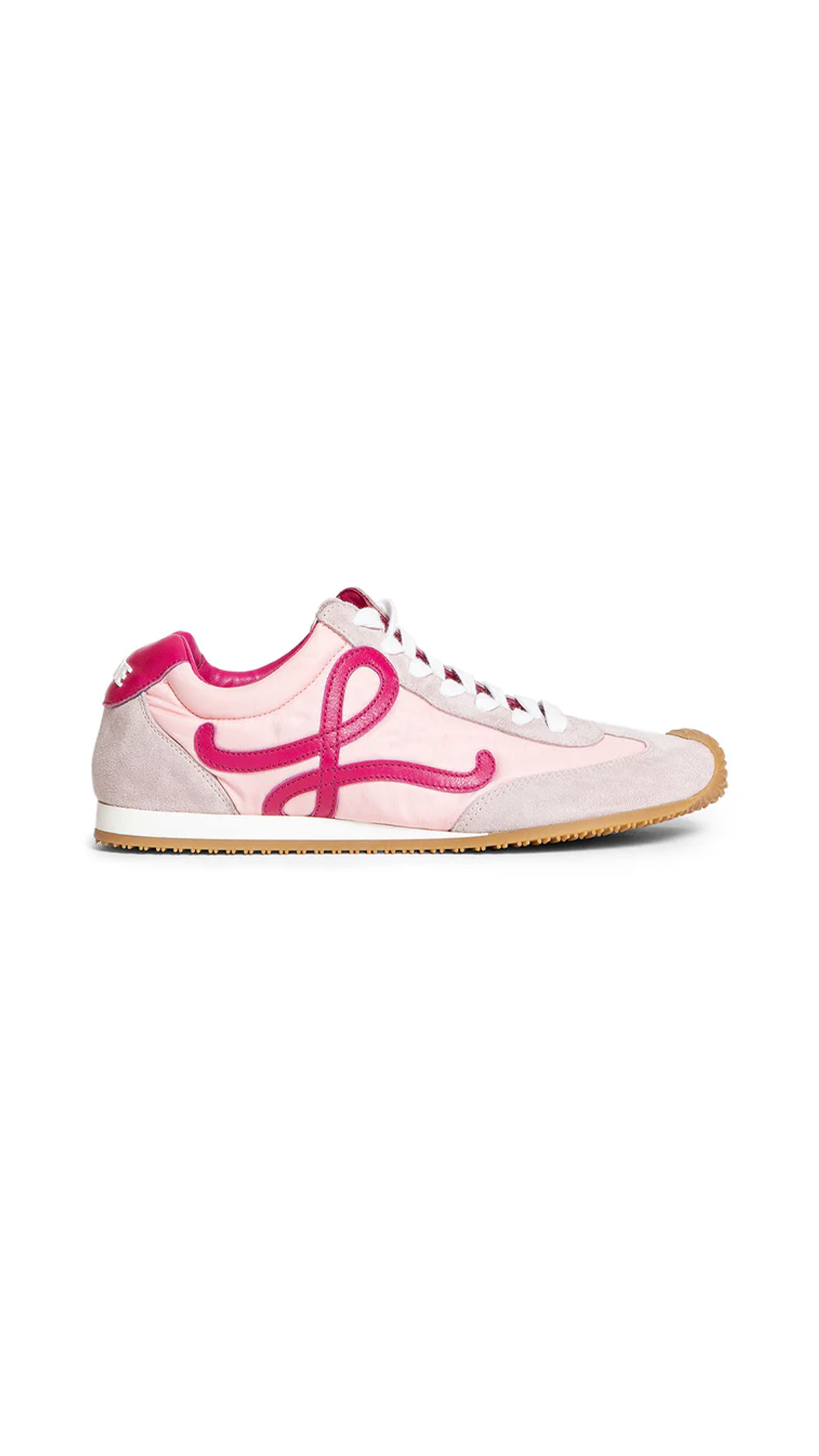 Ballet Runner 2.0 in Nylon and Calfskin - Baby Pink/Fuxia/Old Pink