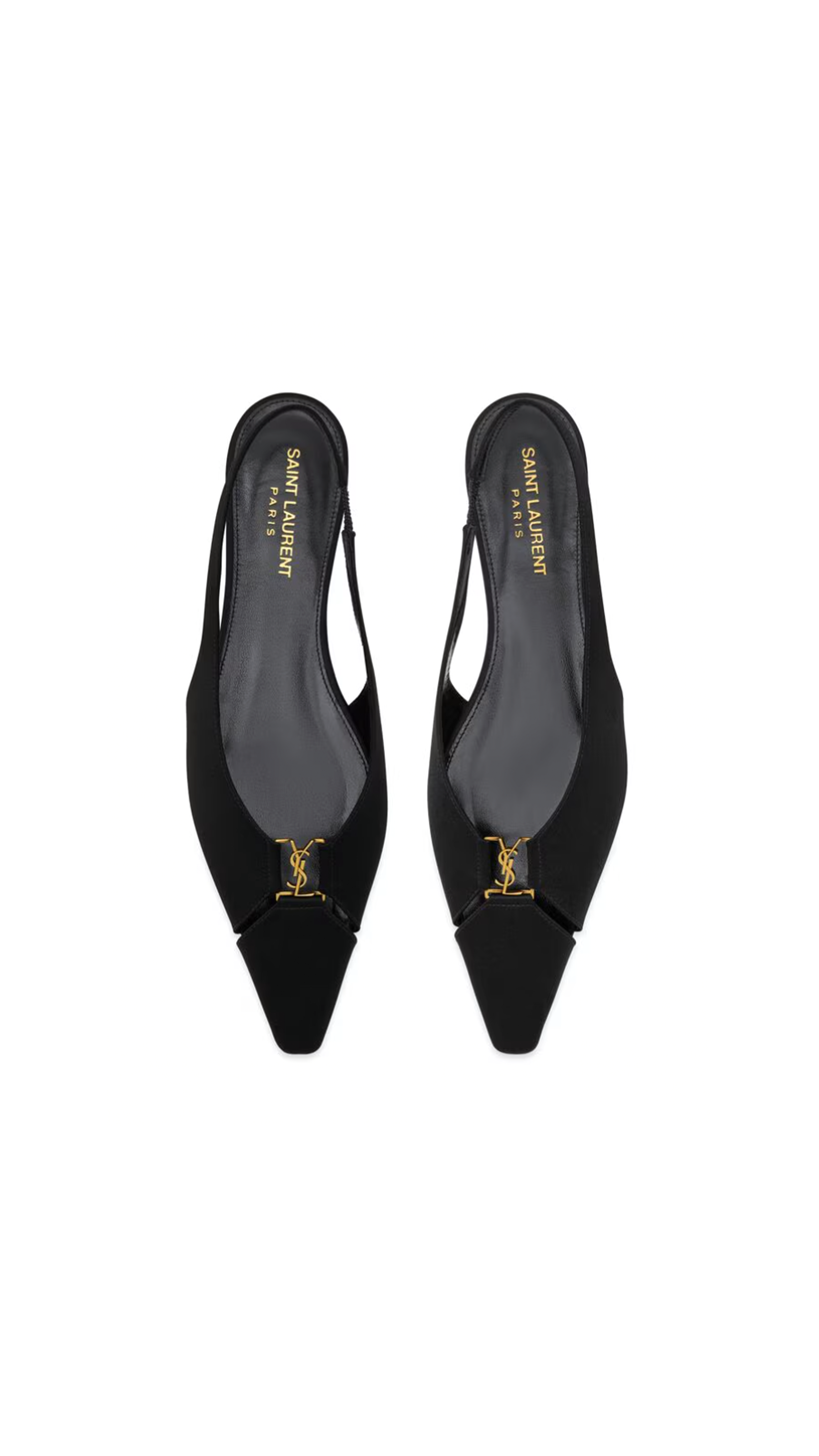 Babylone Slingback Flats in Satin Crepe - Black