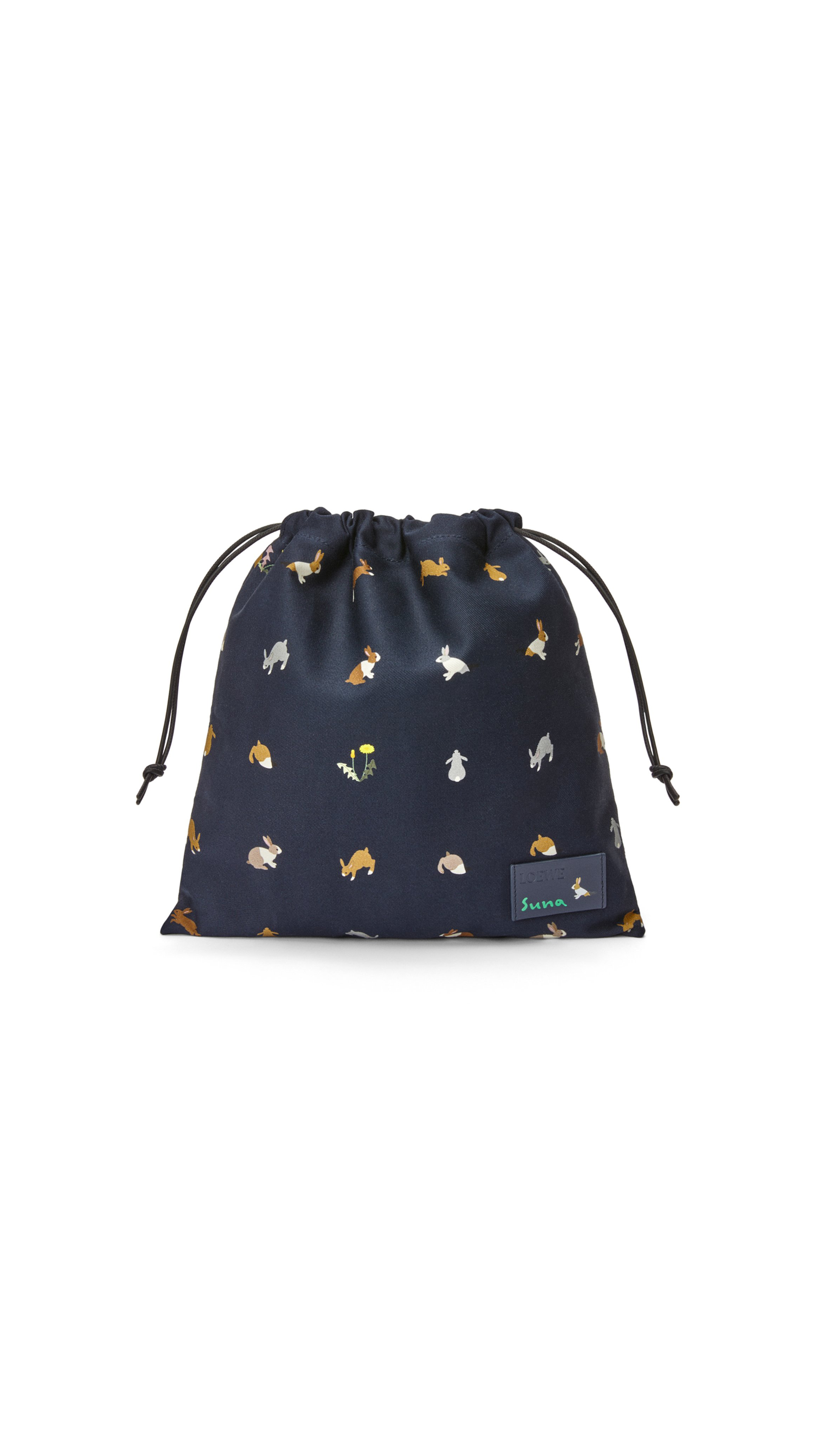 Bunny Small Drawstring Pouch in Canvas - Deep Navy