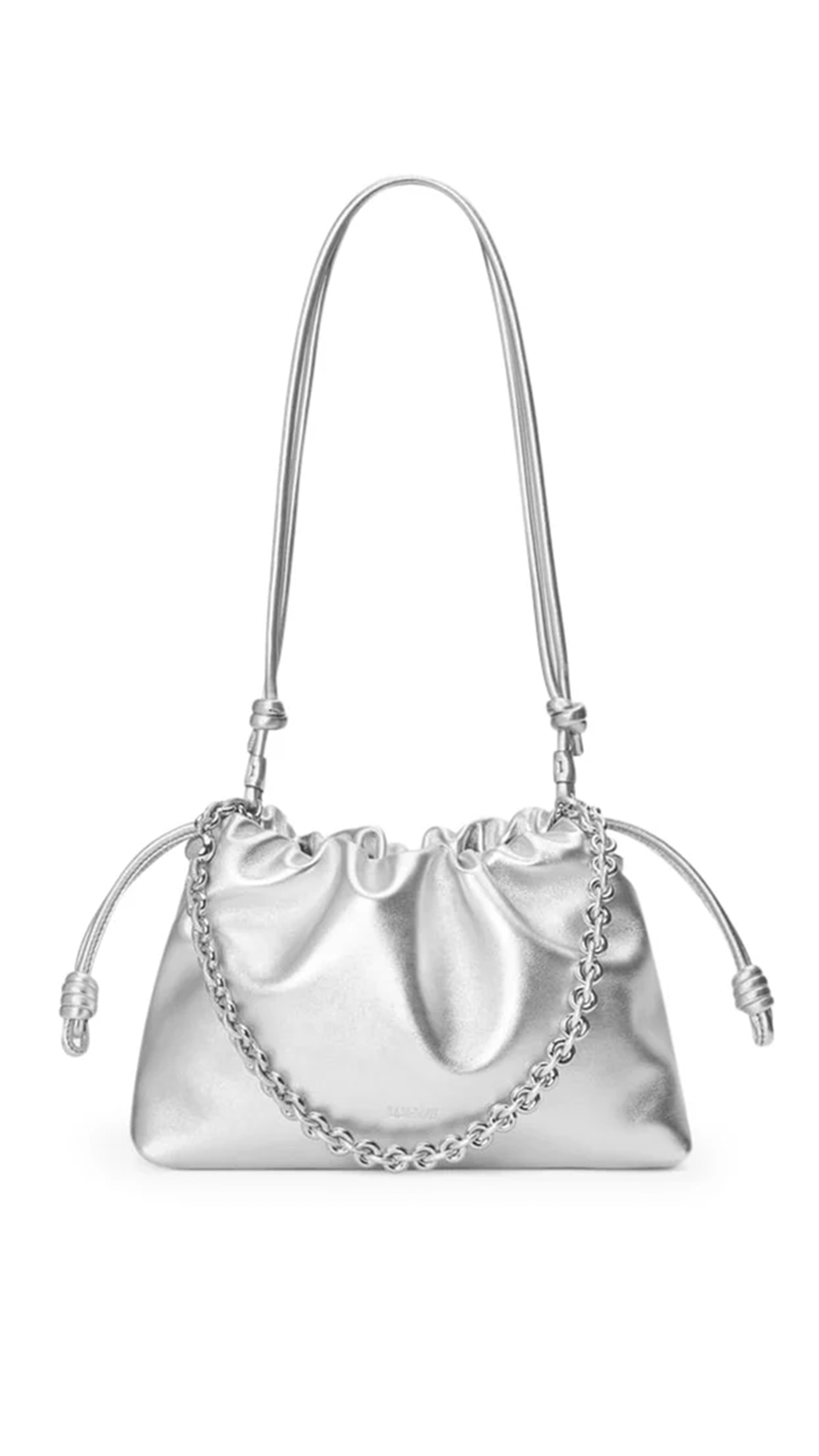 Medium Flamenco Purse in Laminated Lambskin - Silver