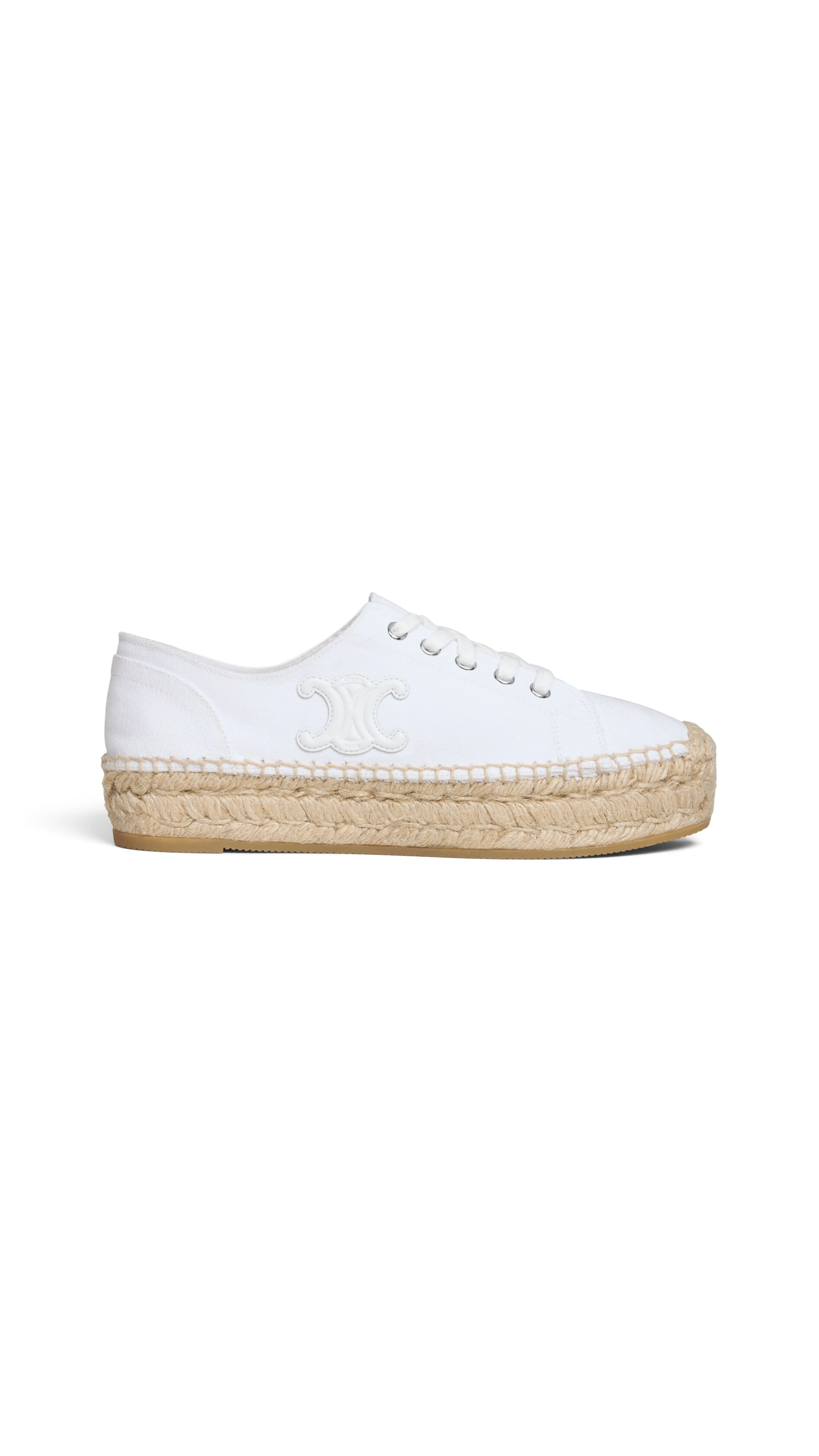Les Espadrilles Lace-Up in canvas and Calfskin  - White