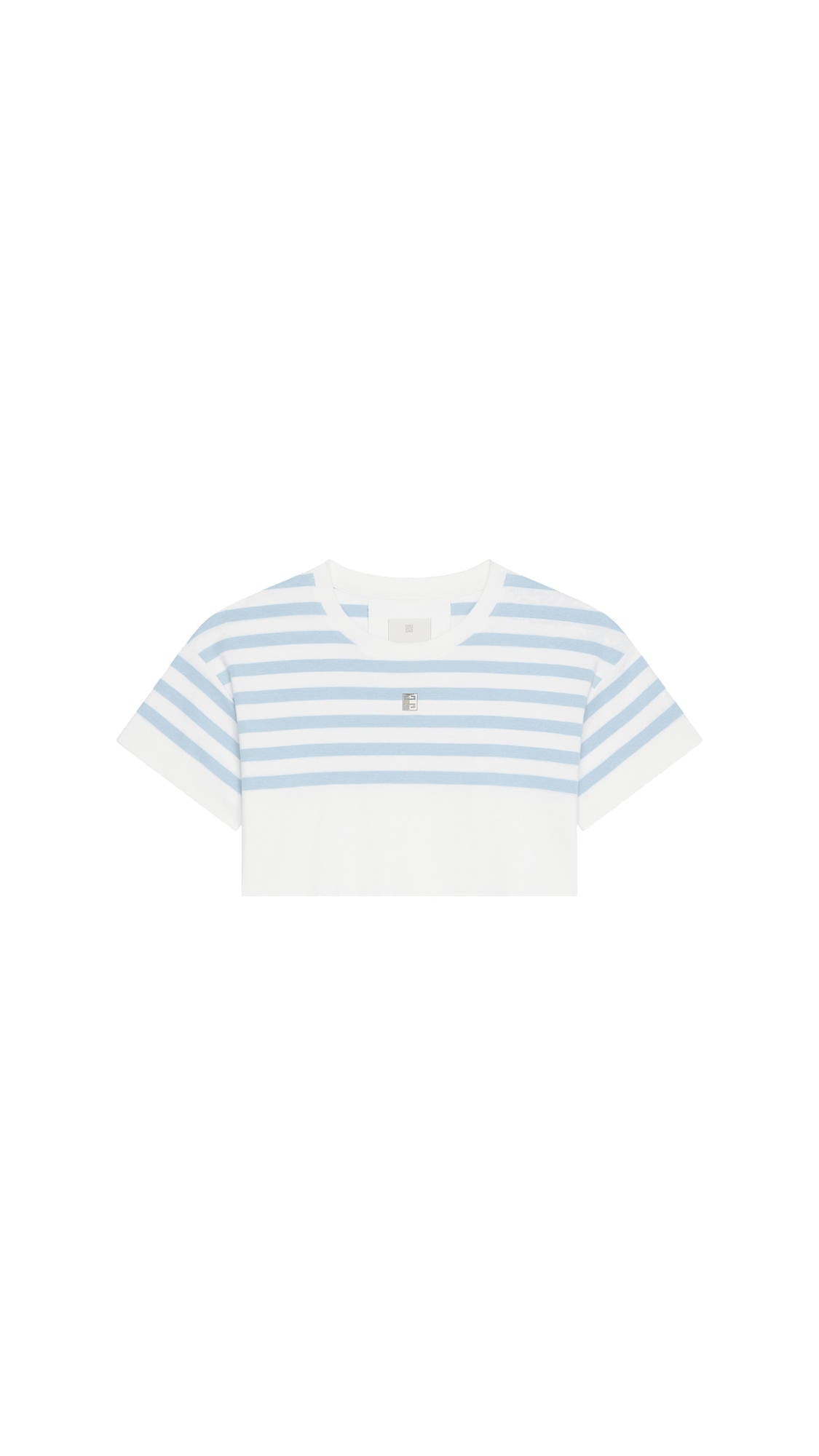 Striped Cropped T-shirt In Cotton - White/Blue