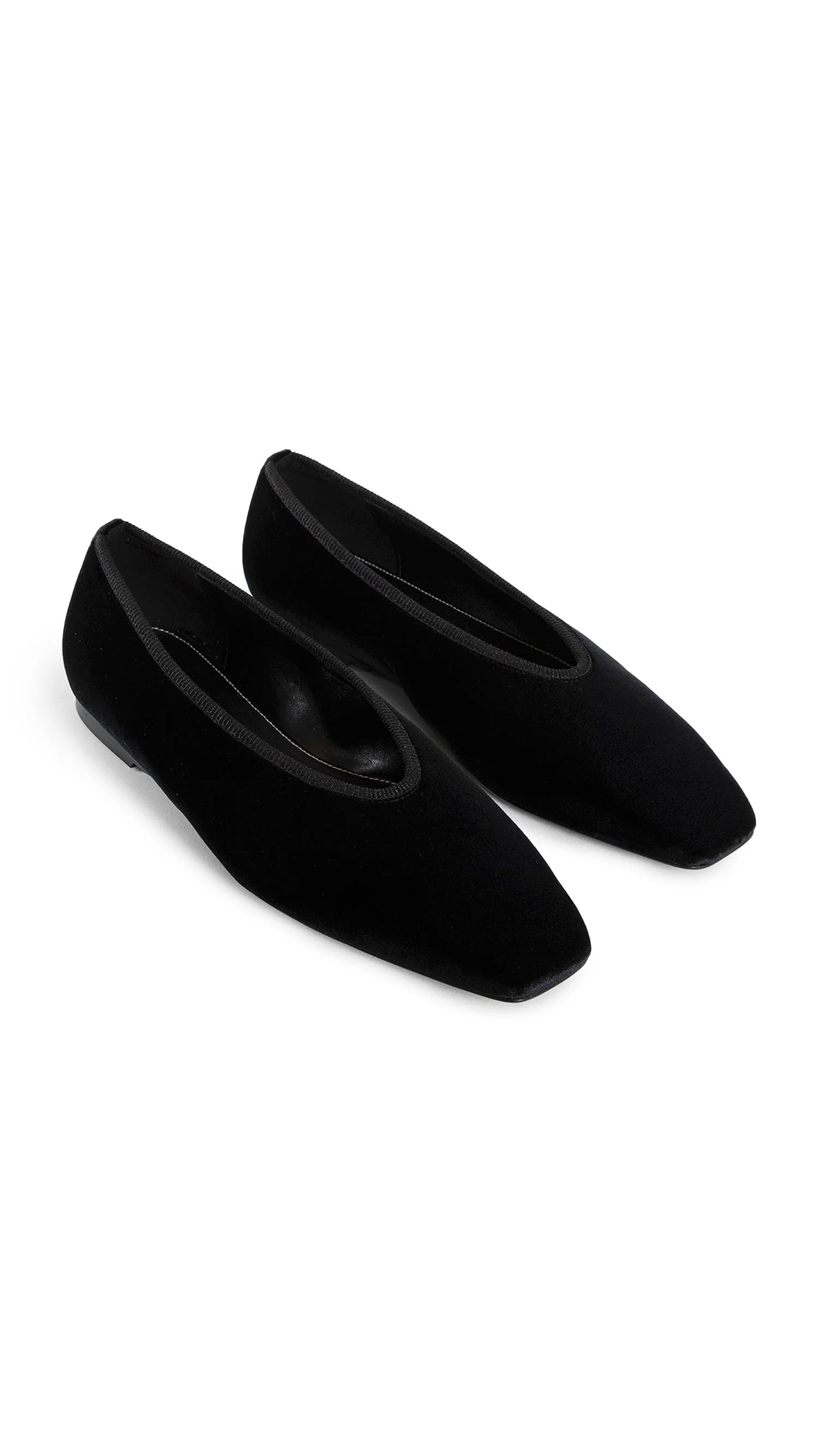 Minimalist Velvet Ballerinas - Black