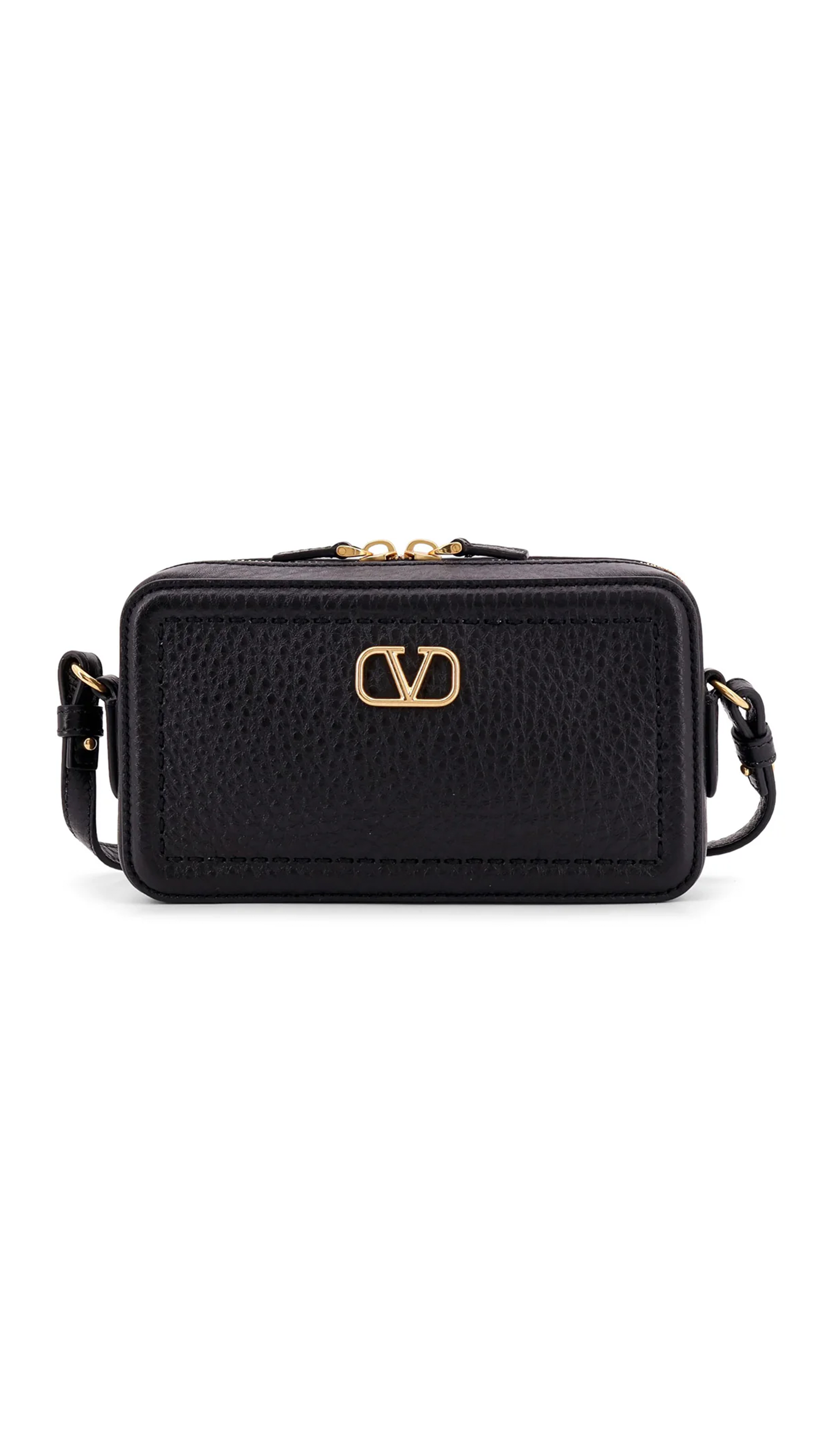 Alltime Mini Shoulder Bag in Grainy Calfskin - Black