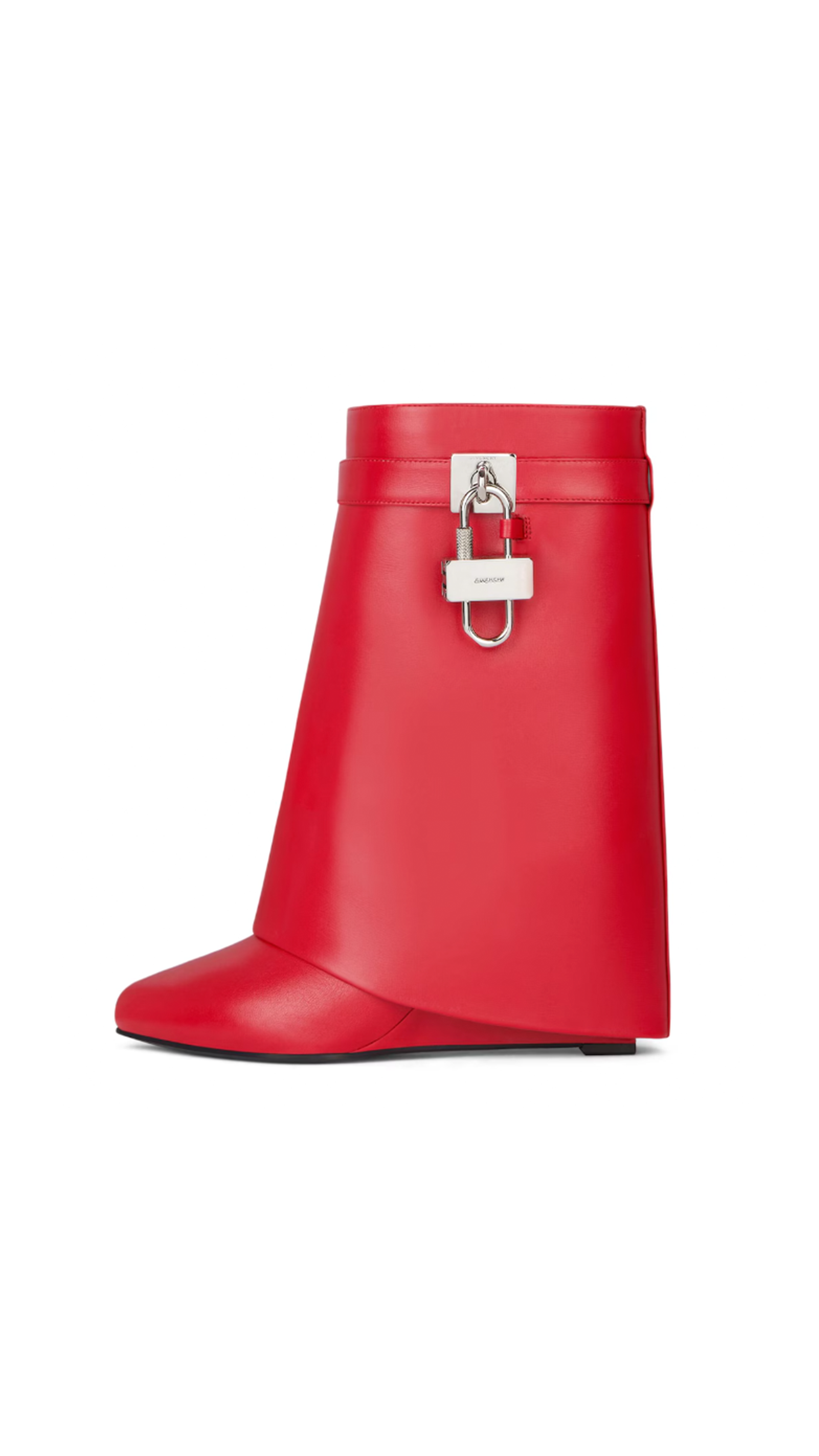 Shark Lock Ankle Boots in Leather - Red