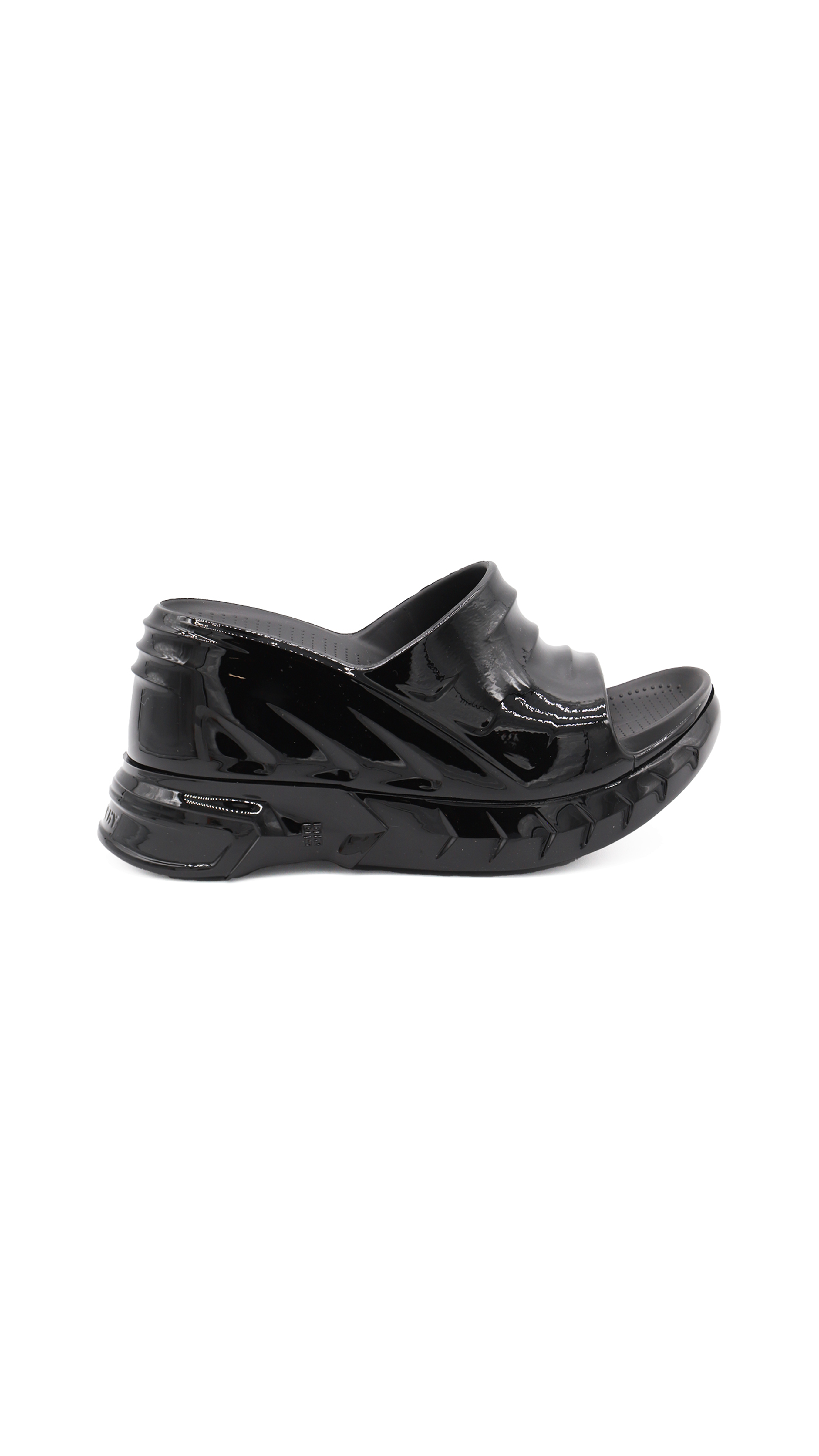 Marshmallow Wedge Sandals in Rubber - Black