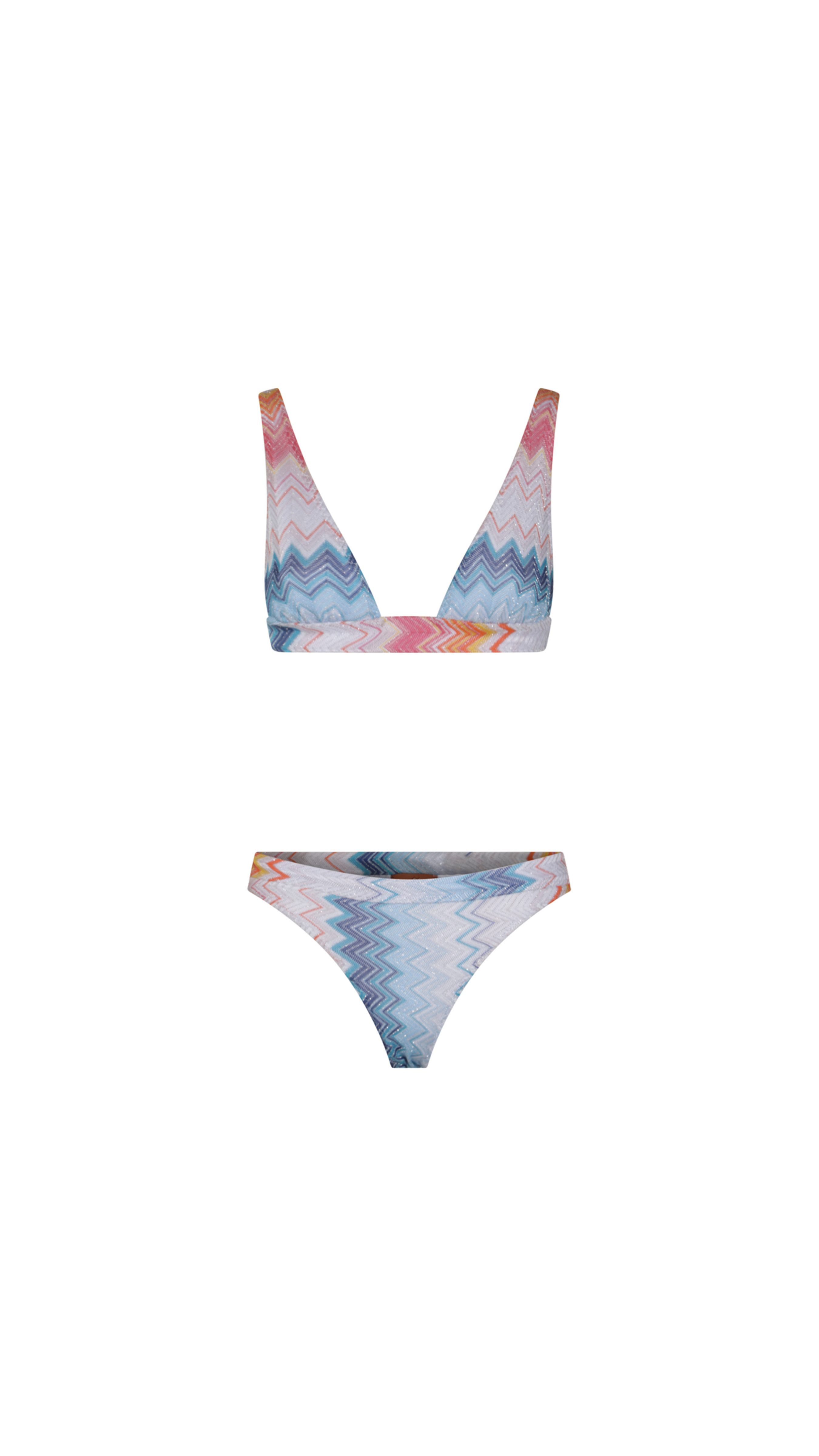 Triangle Bikini in Viscose Blend Zig Zag Lamé - Multicolor