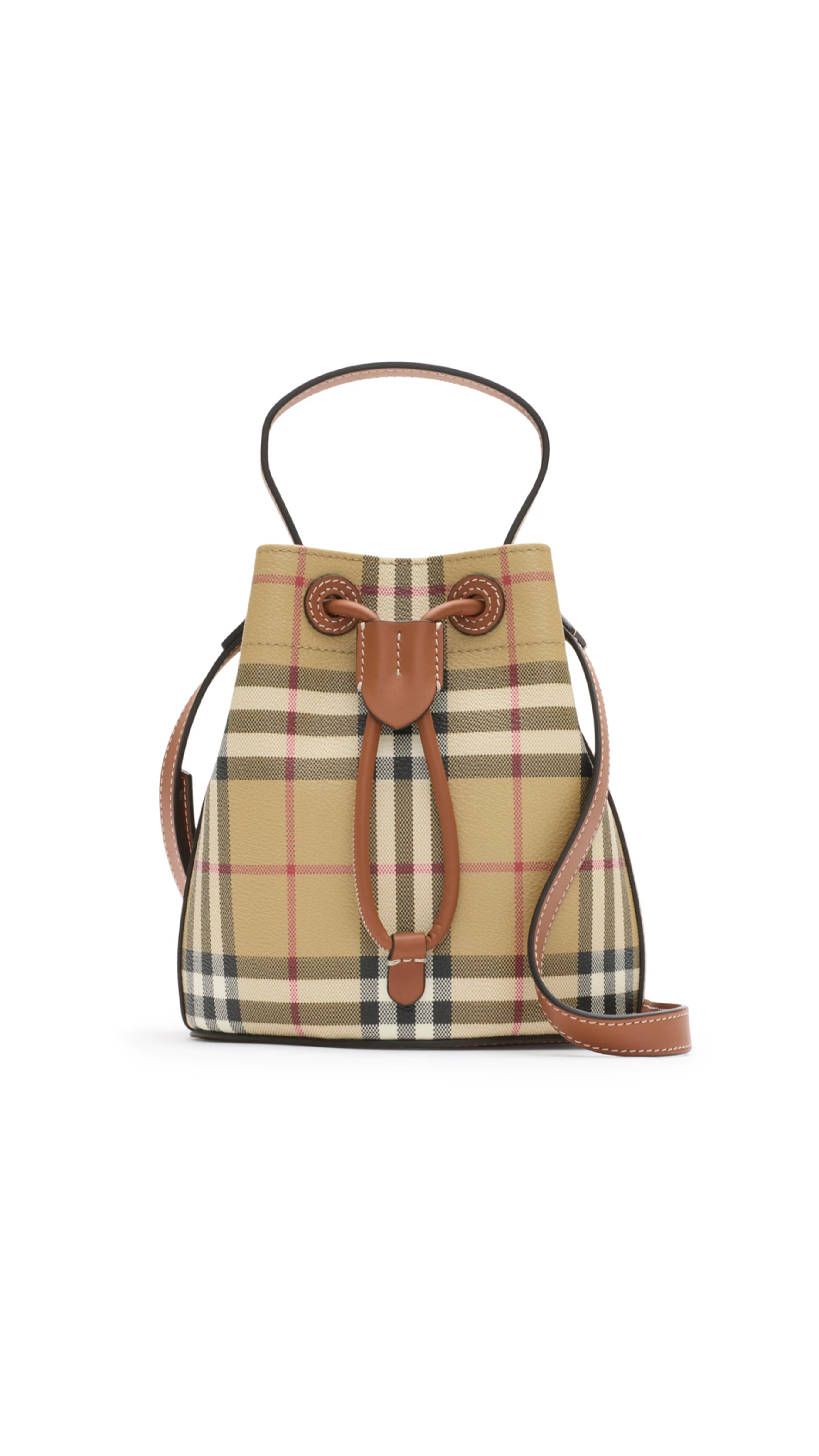 Mini Check Bucket Bag - Archive beige/Briar Brown