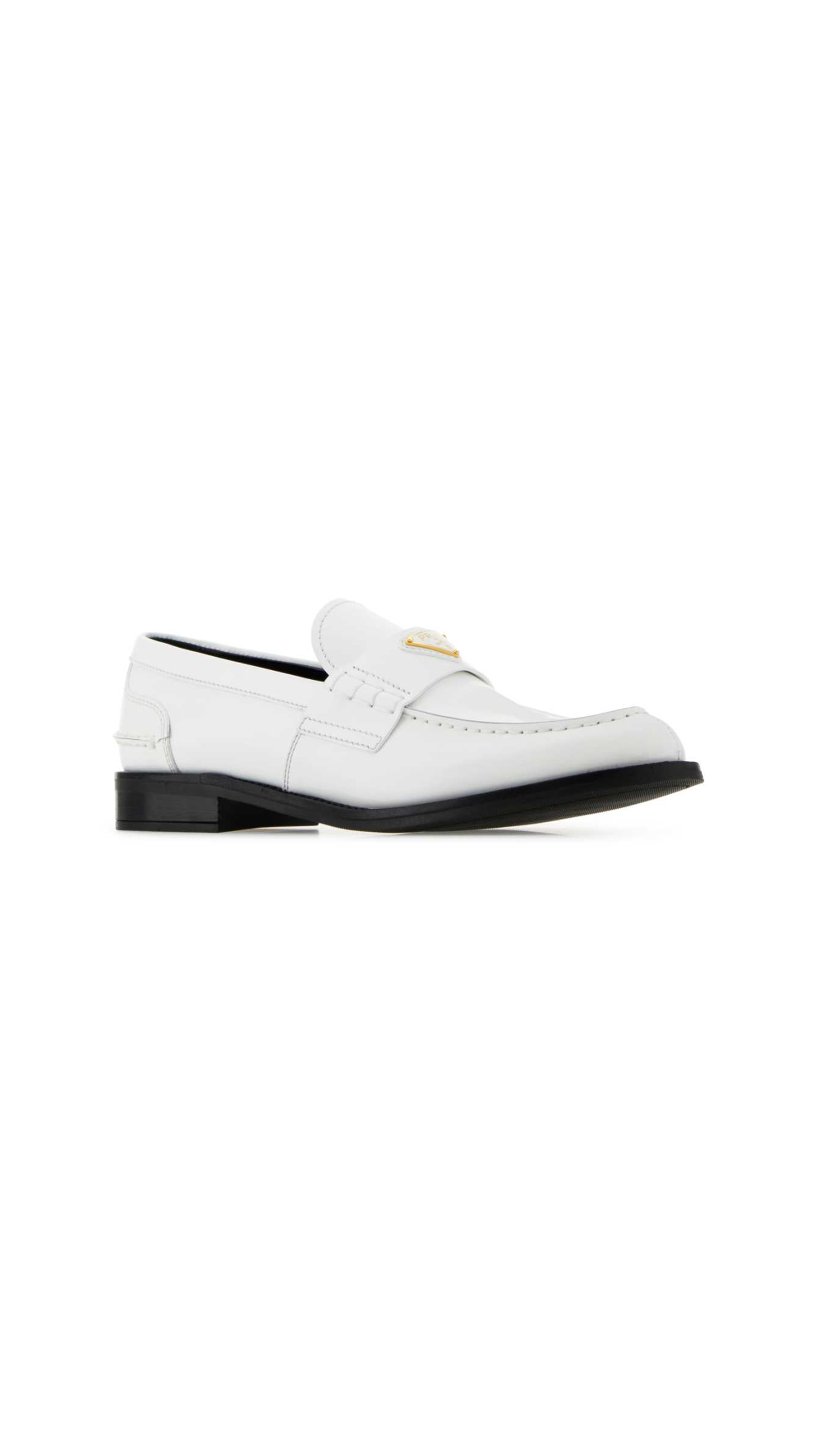 Brushed Leather Loafer - White