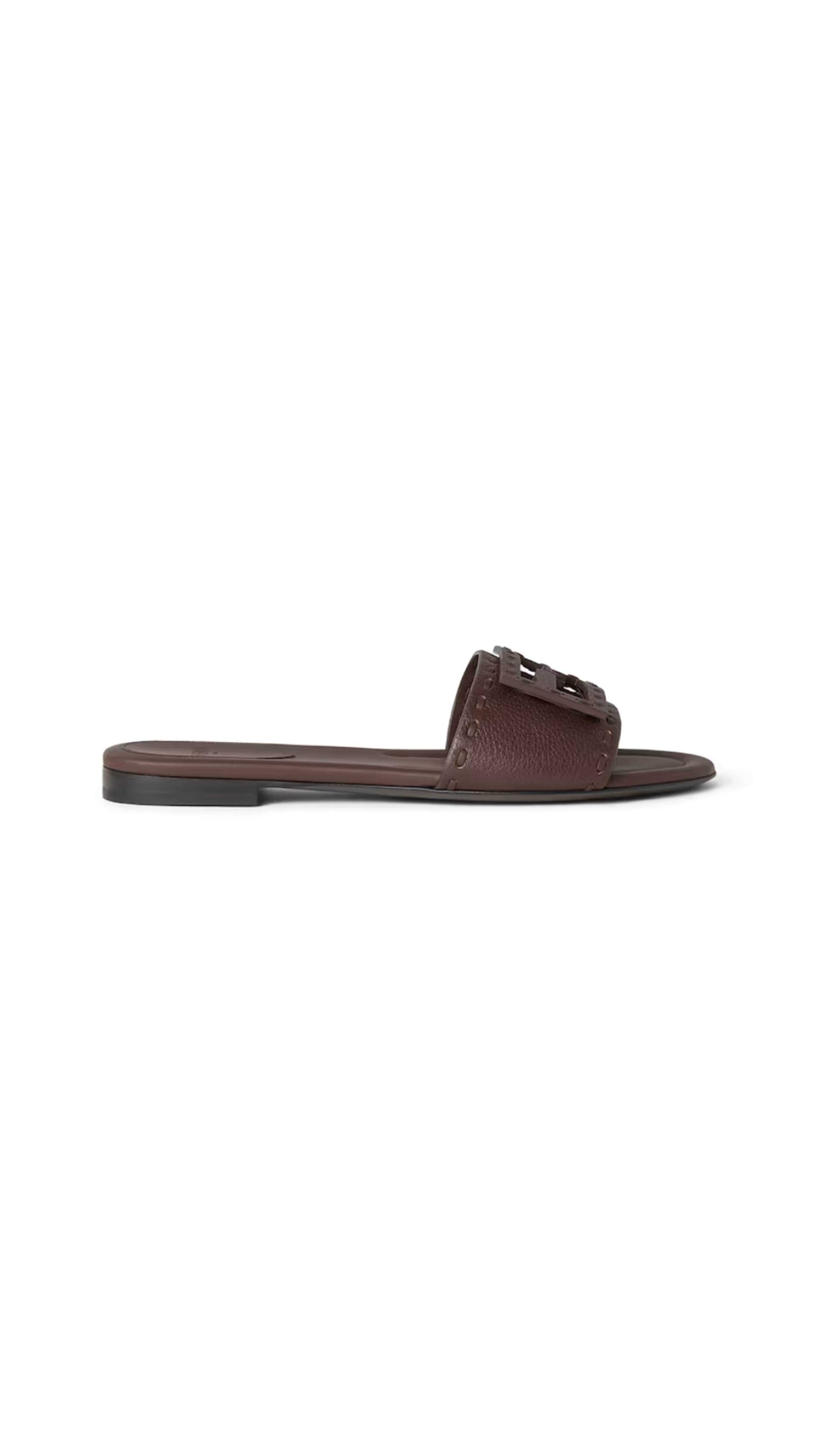 Baguette Leather Slides - Dark Brown