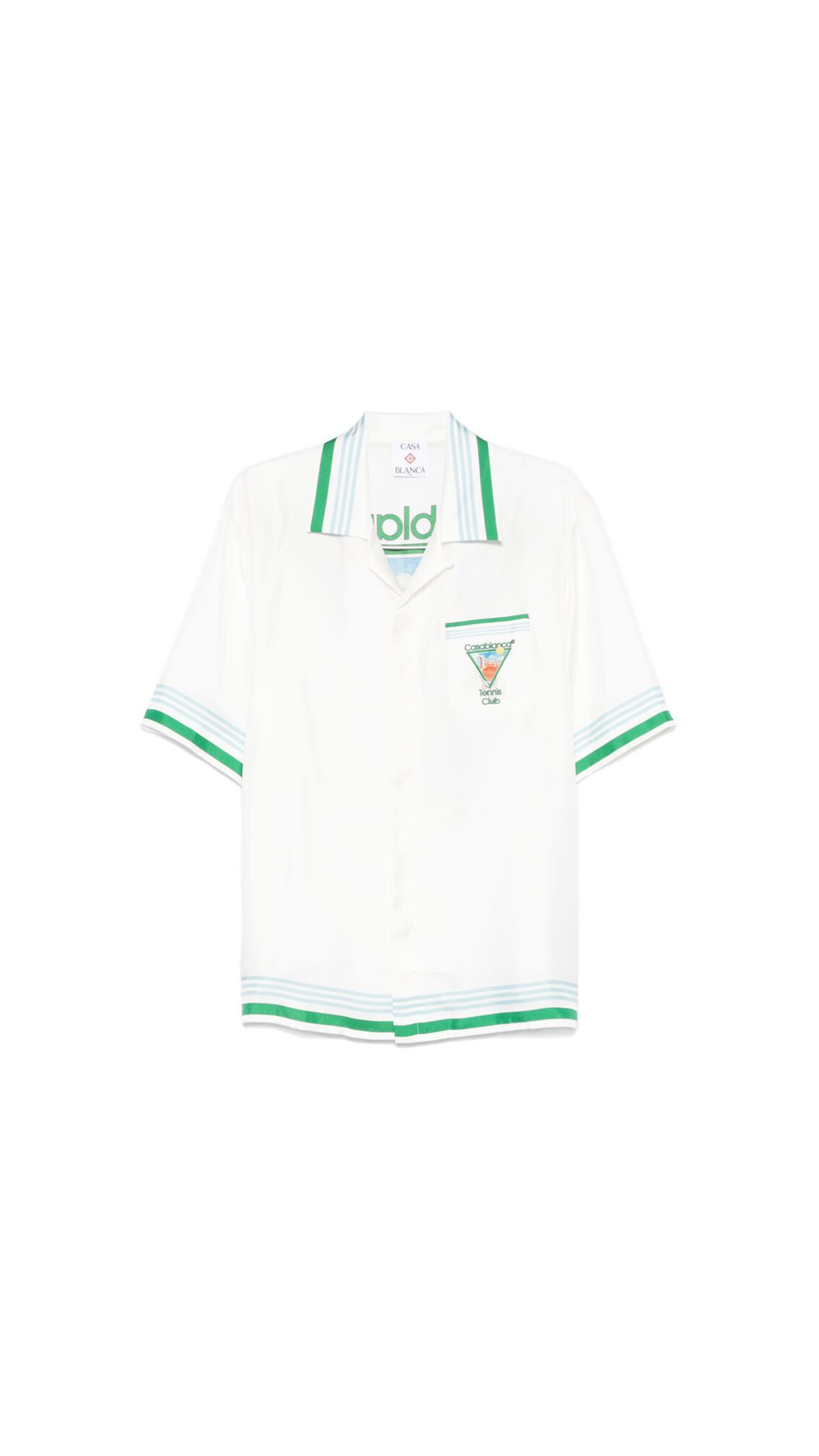 Tennis Club Icon Silk Shirt - White/Green