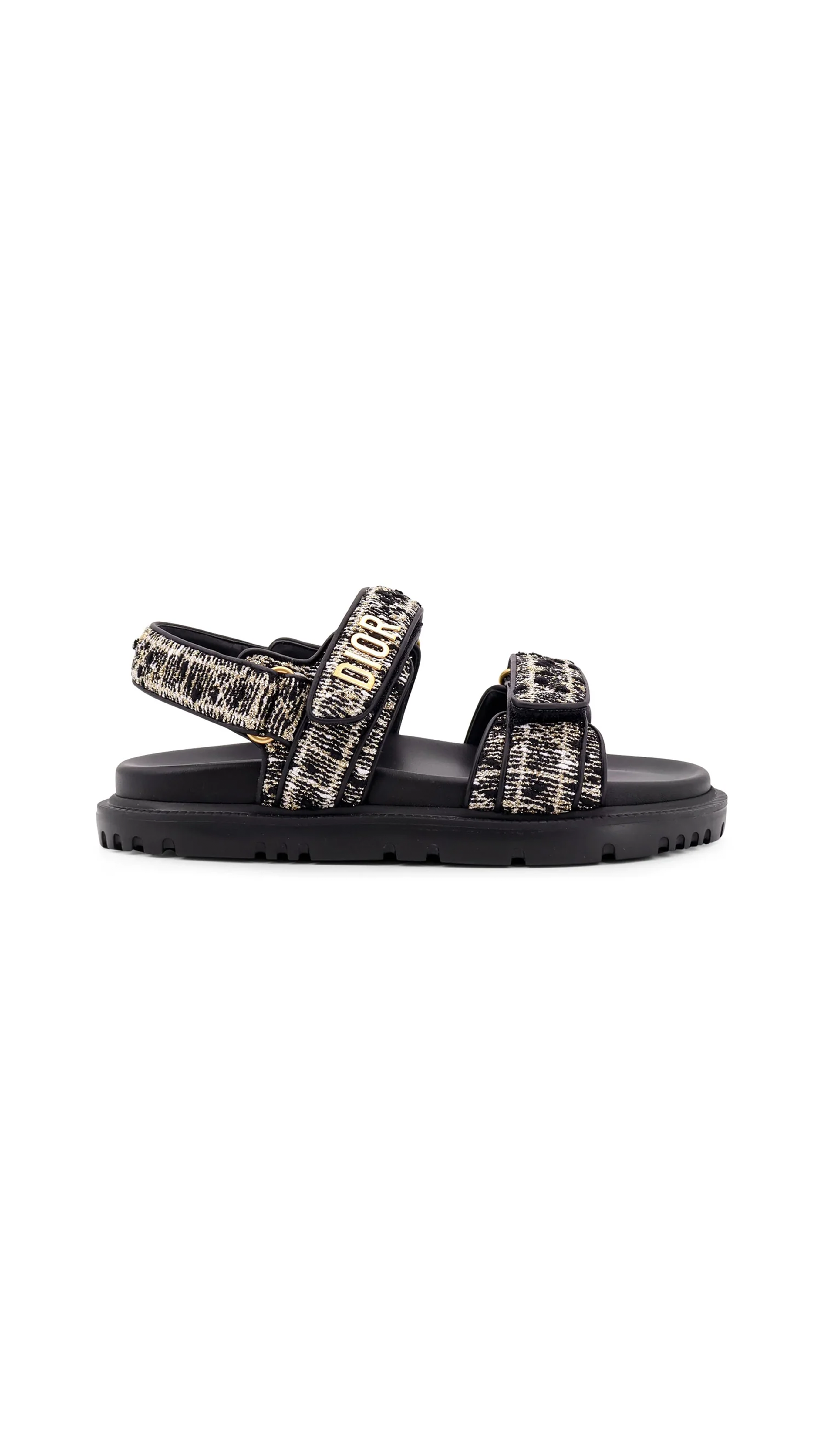 Dioract Sandal in Cannage Tweed - Black/White