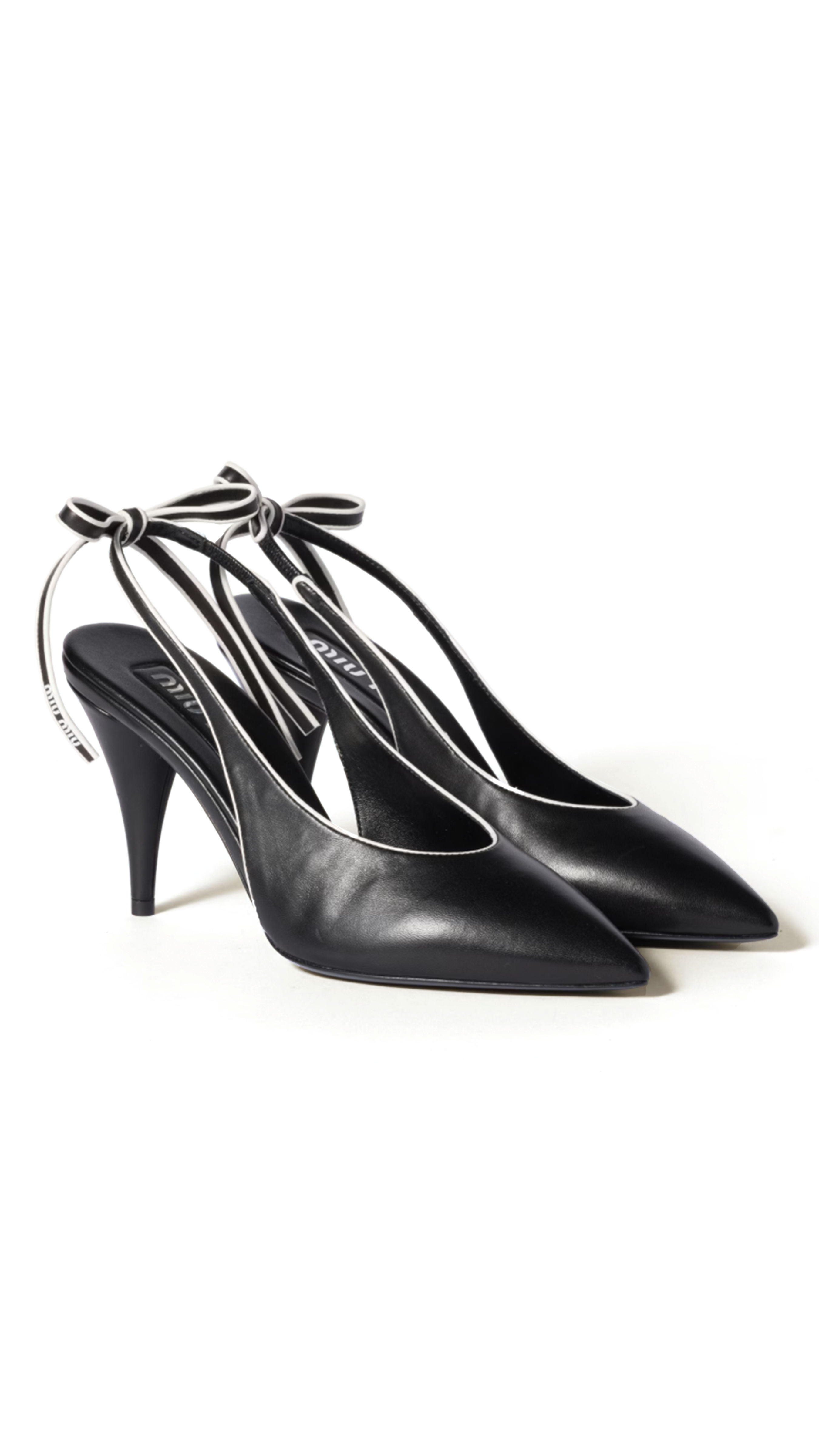 Nappa Leather Slingback Pumps - Black/White