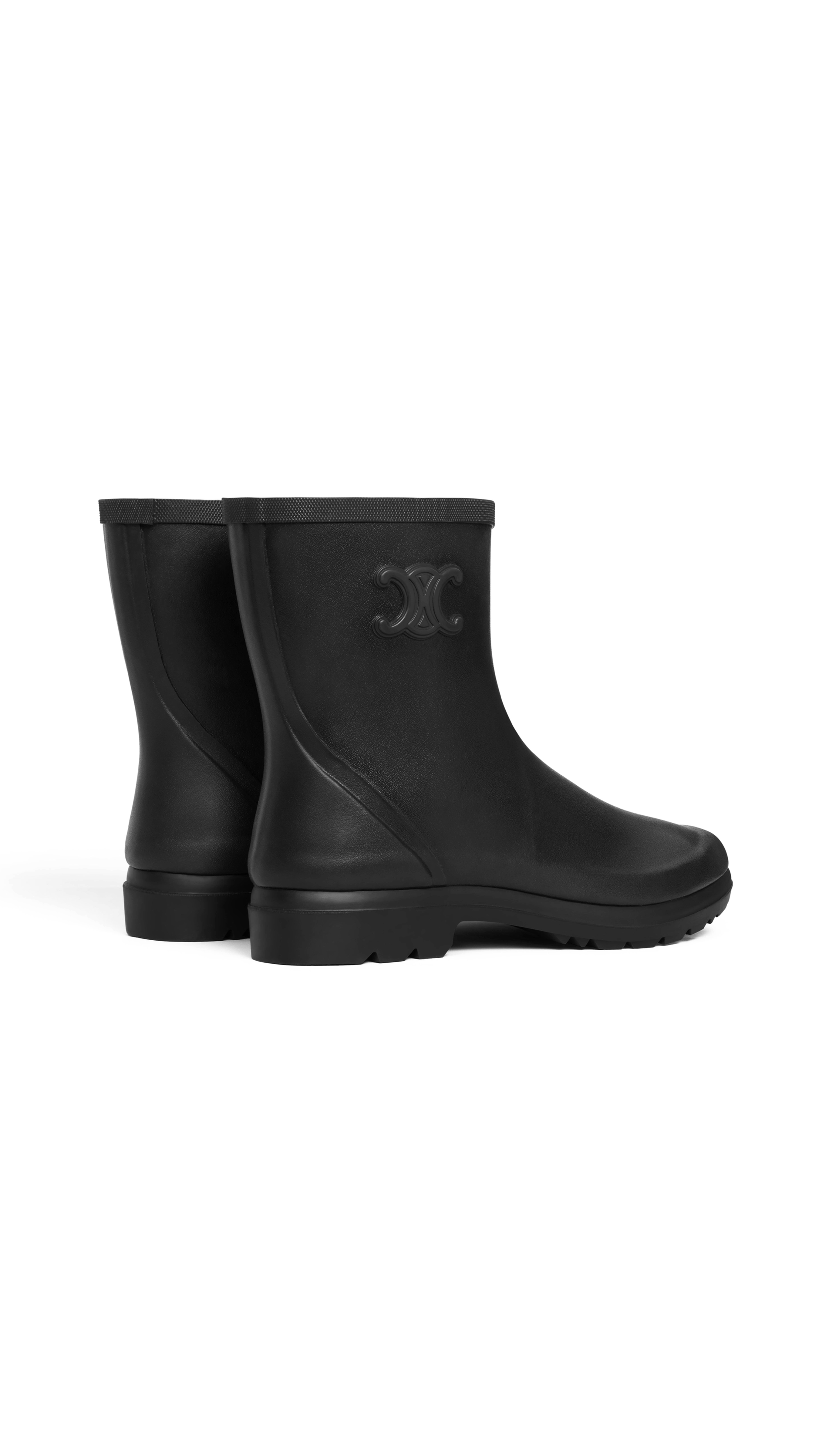 Mid Rain Boots in Natural Rubber - Black