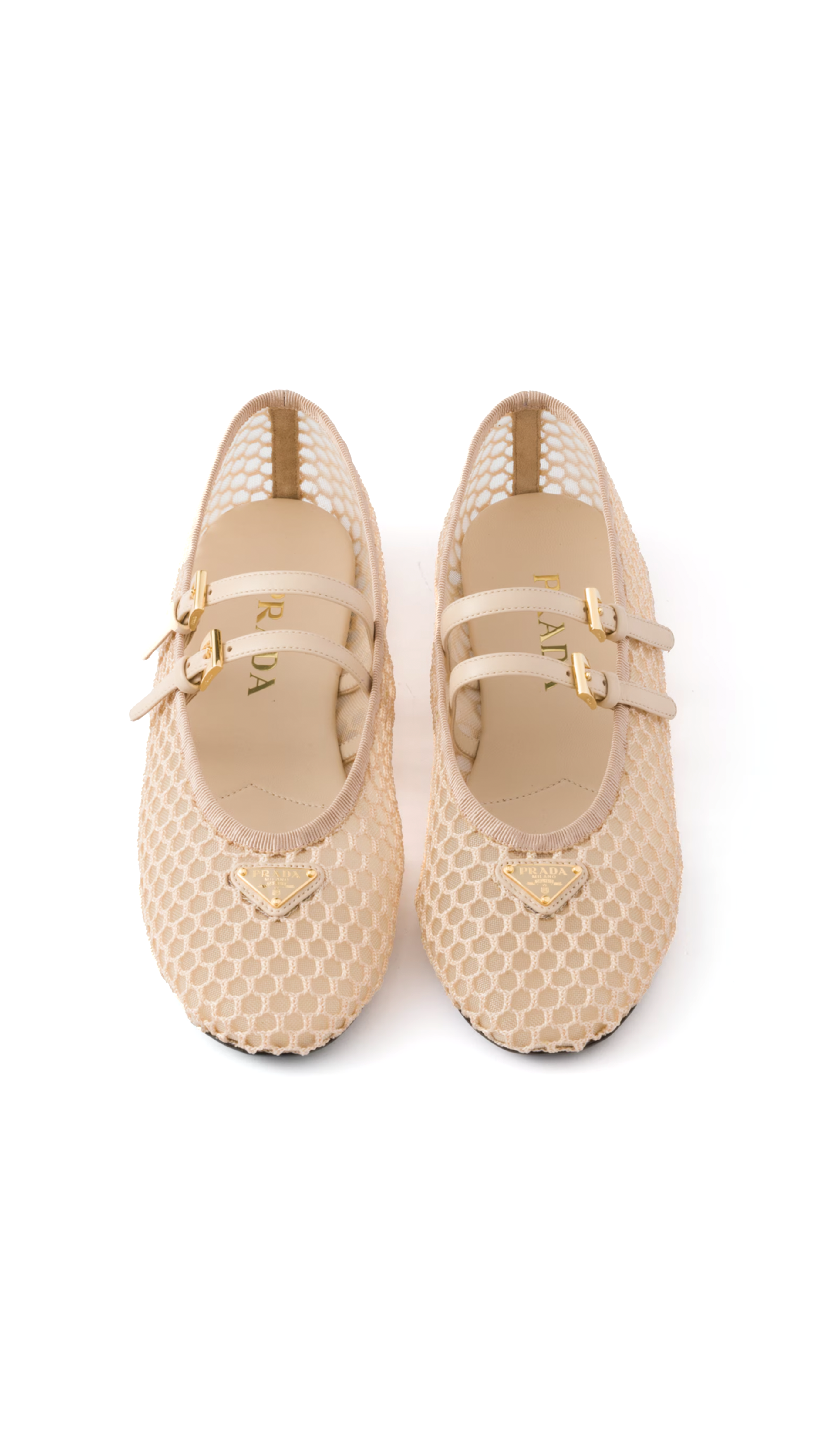 Mesh Fabric Ballerinas - Travertine Stone