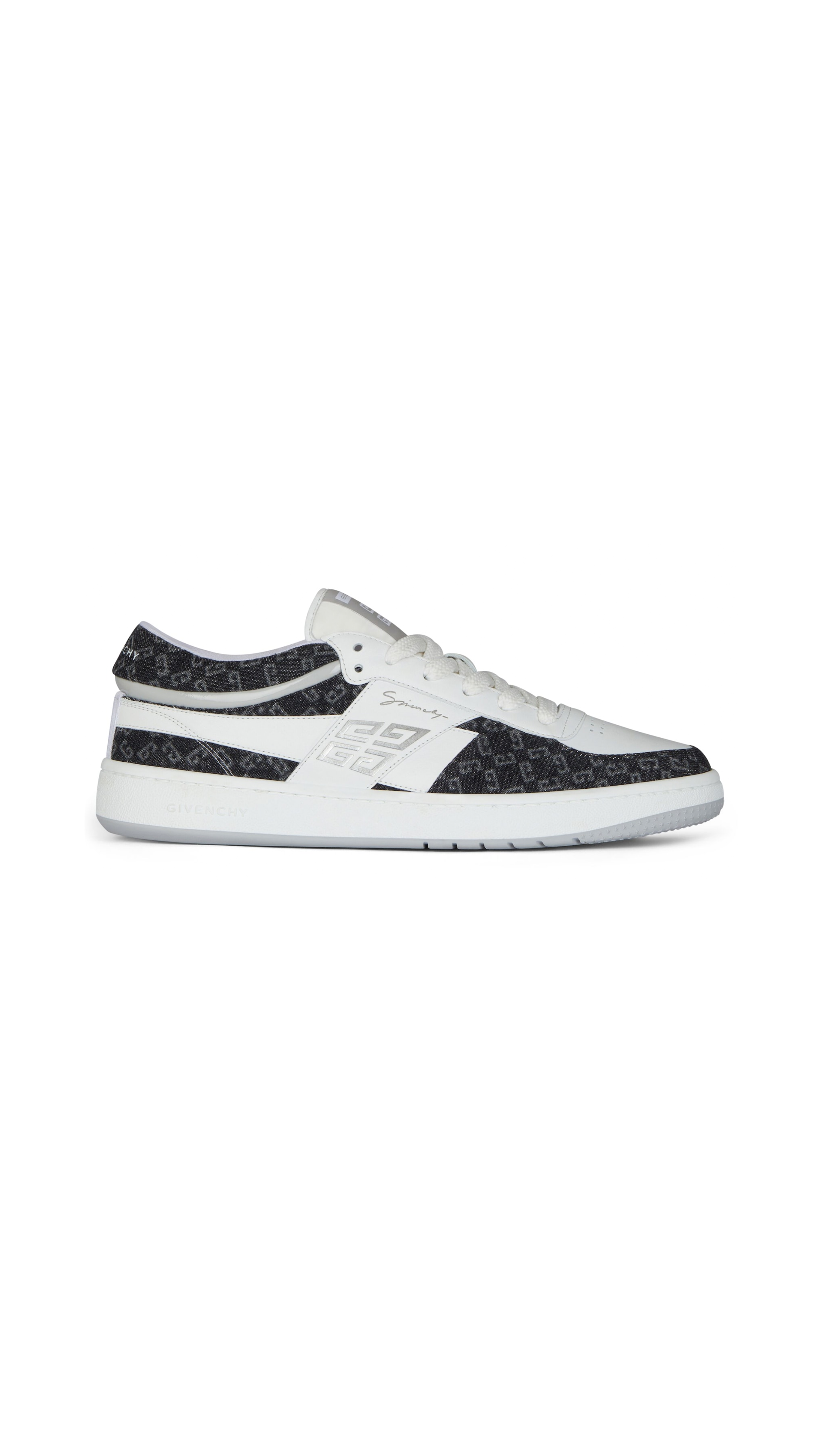 G Move Sneakers in Mixed Leathers and Denim Monogram 72 - White/Black