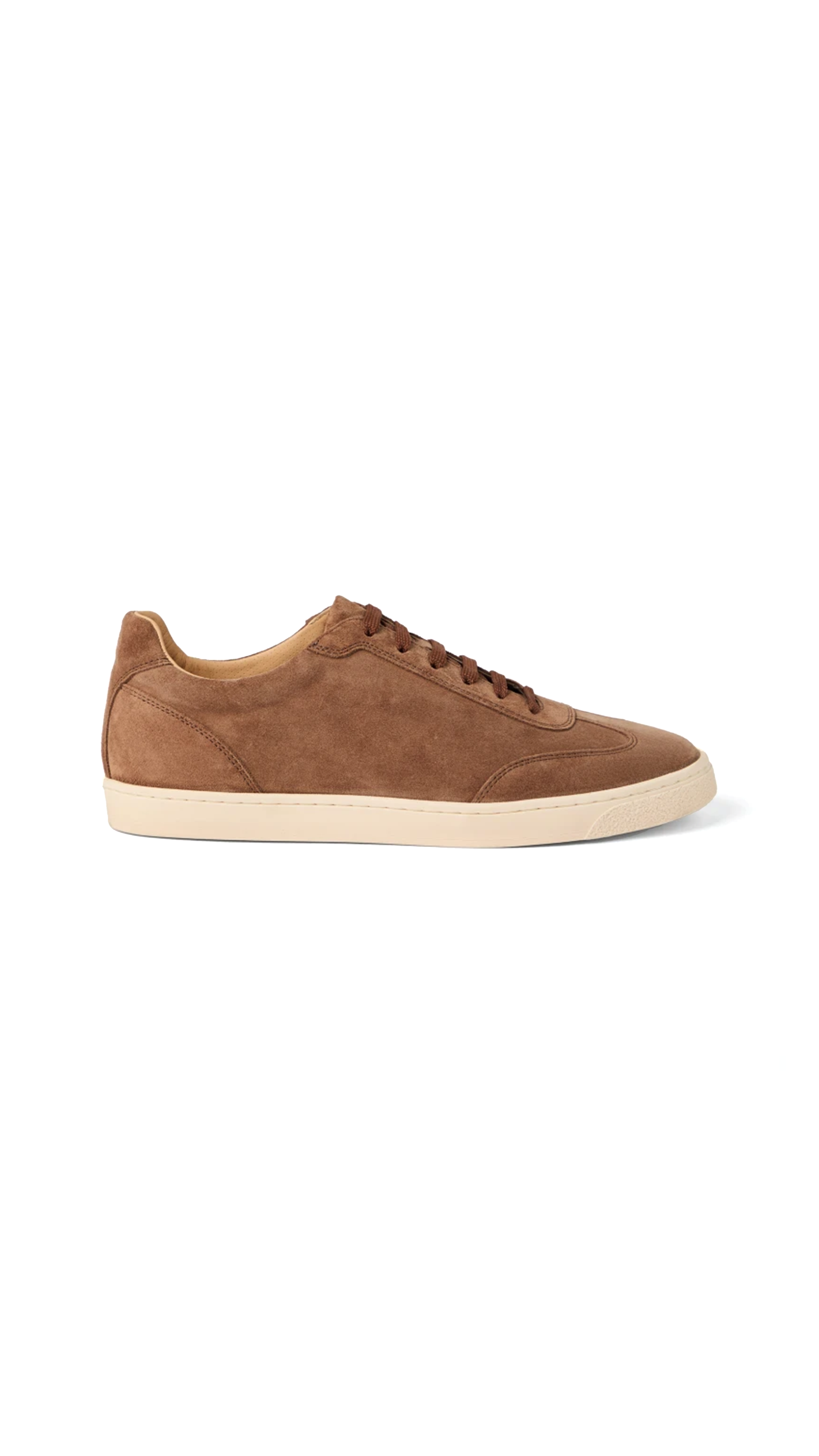 Washed Suede Sneakers with Natural Rubber Sole - Brown