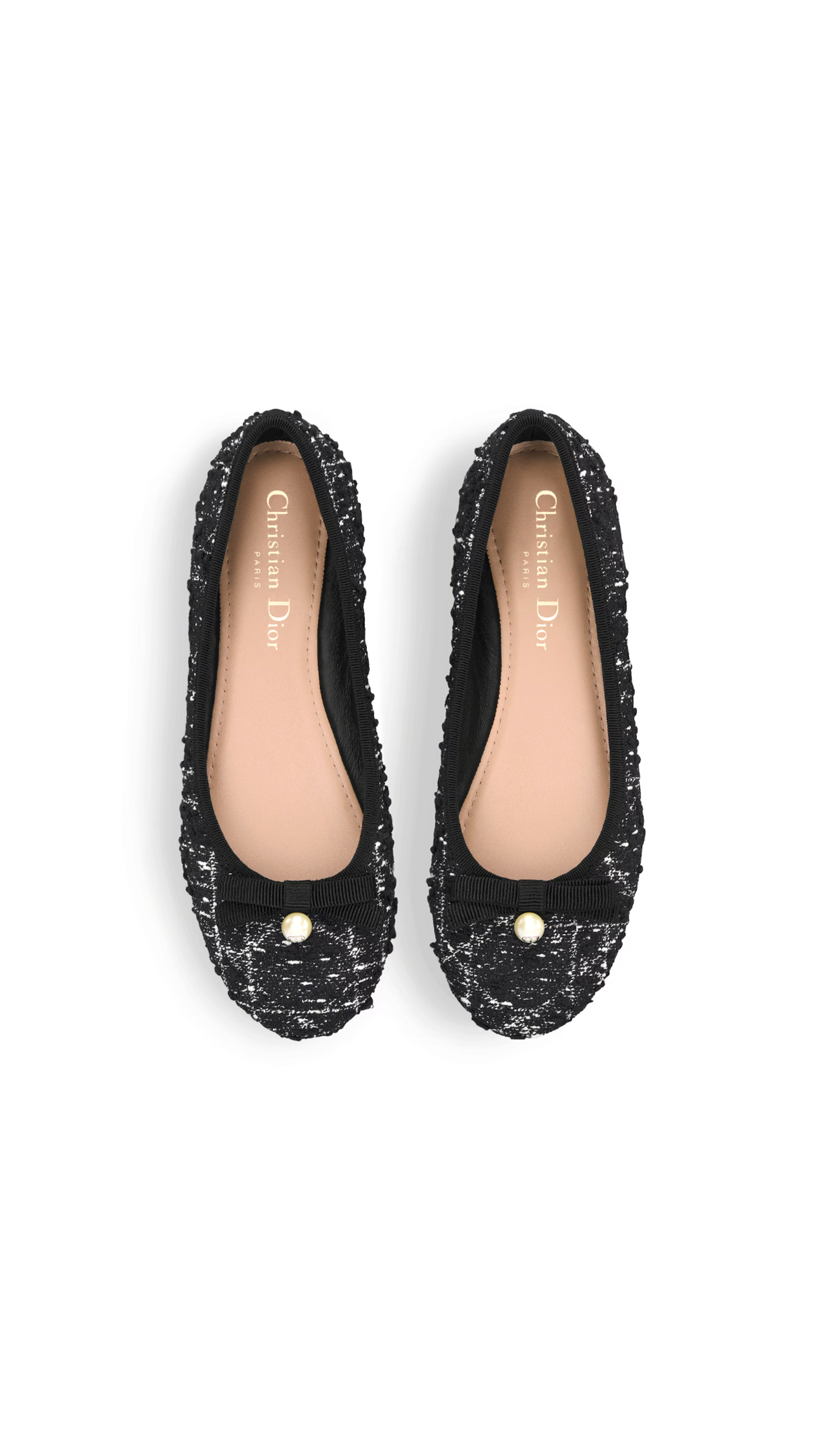 Ballet Flat in Cannage Tweed - Black/White