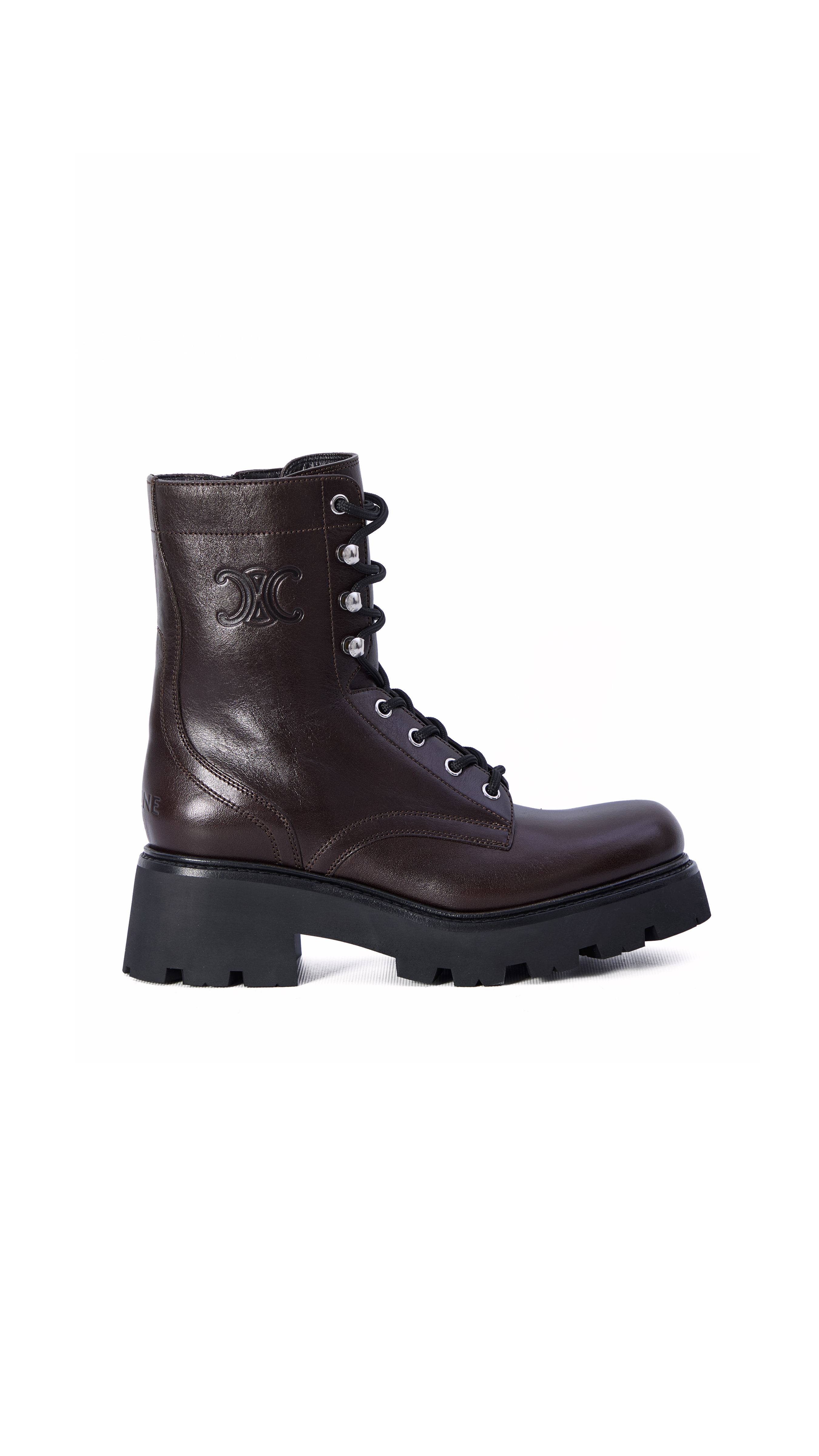 Triomphe Rangers Mid Lace-Up Boots in Calfskin - Brown