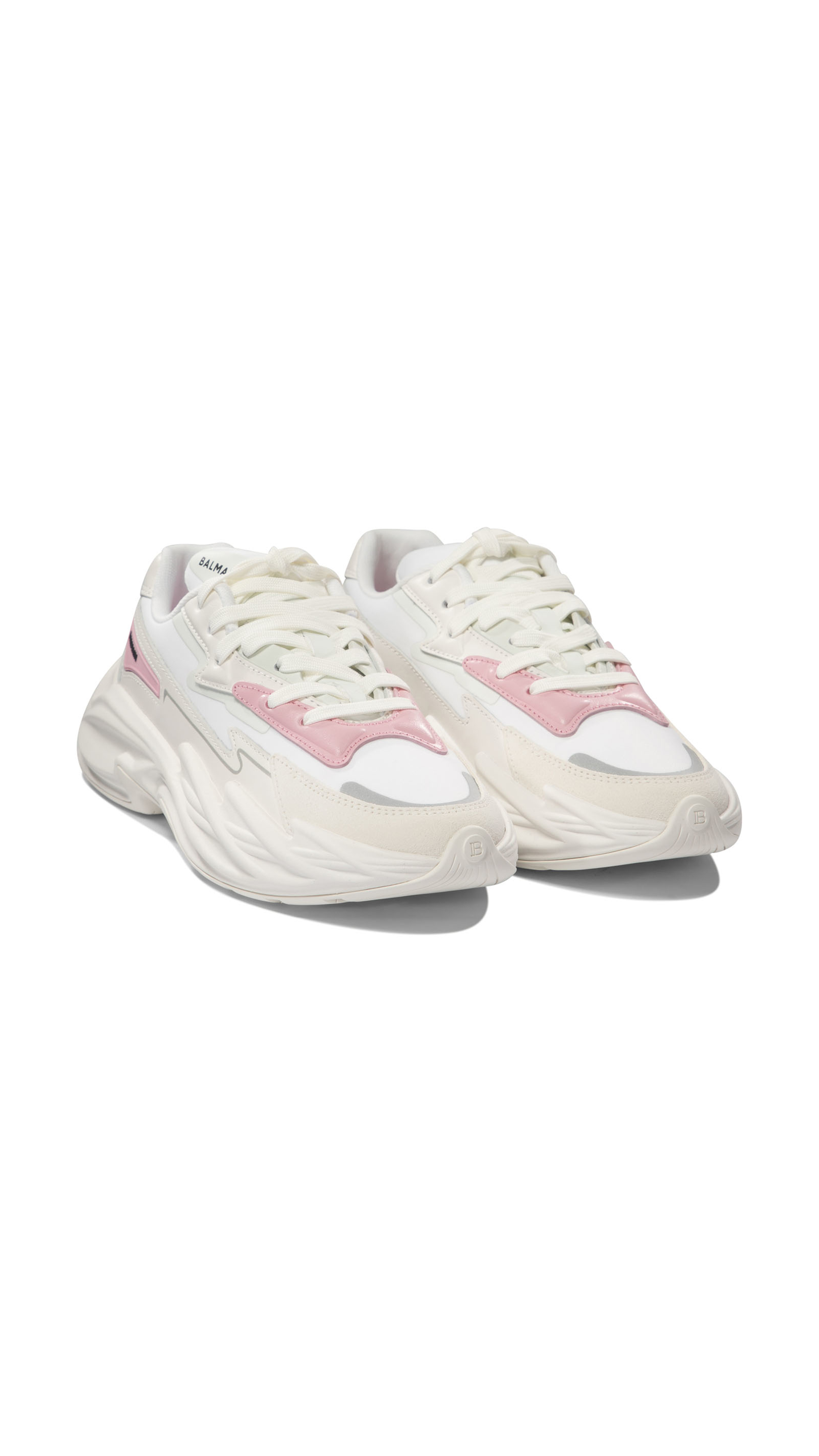 Run-Row Leather and Nylon Sneakers - White/Light Pink