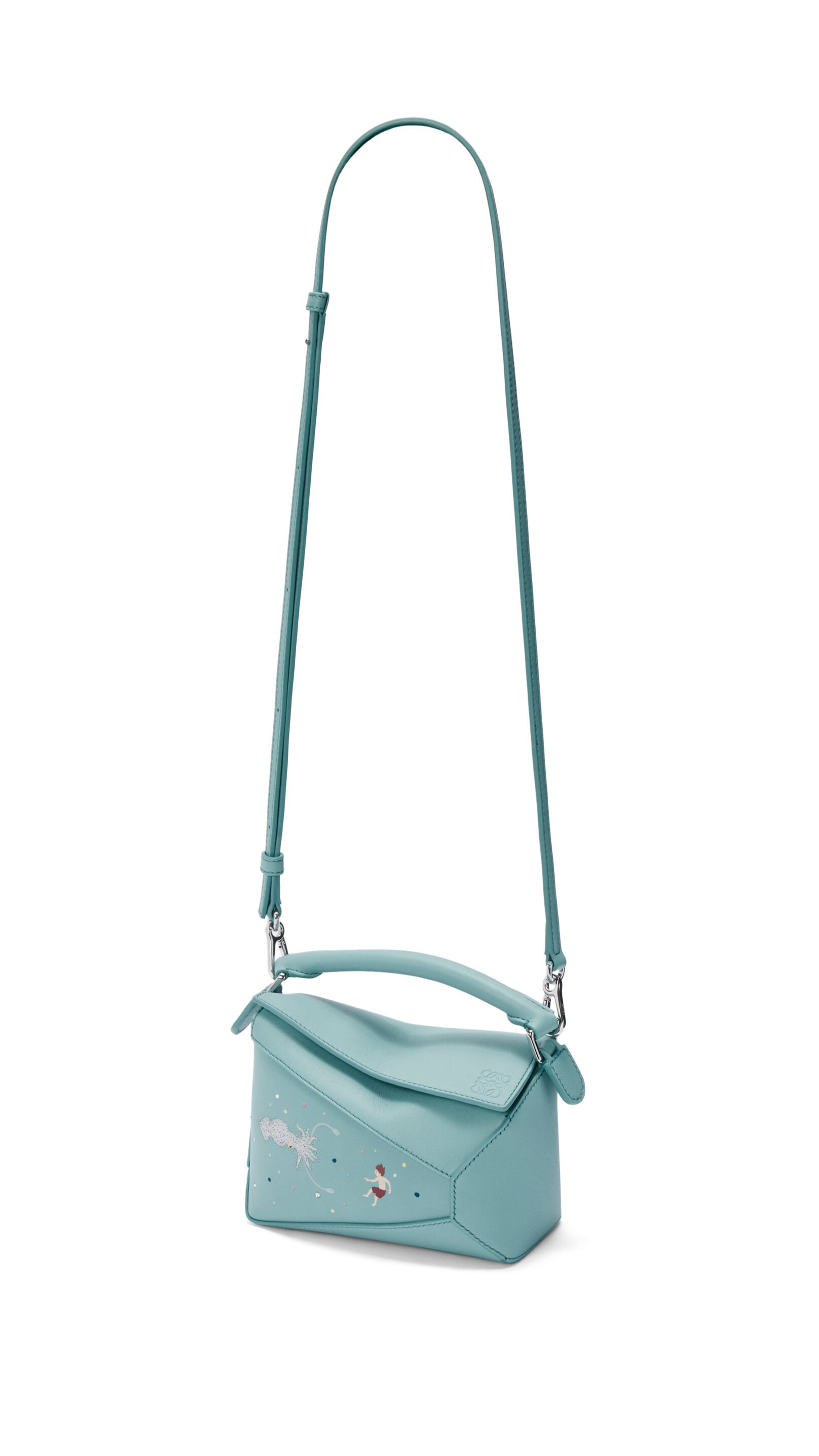 Squid Mini Puzzle Bag in Nappa Calfskin - Water