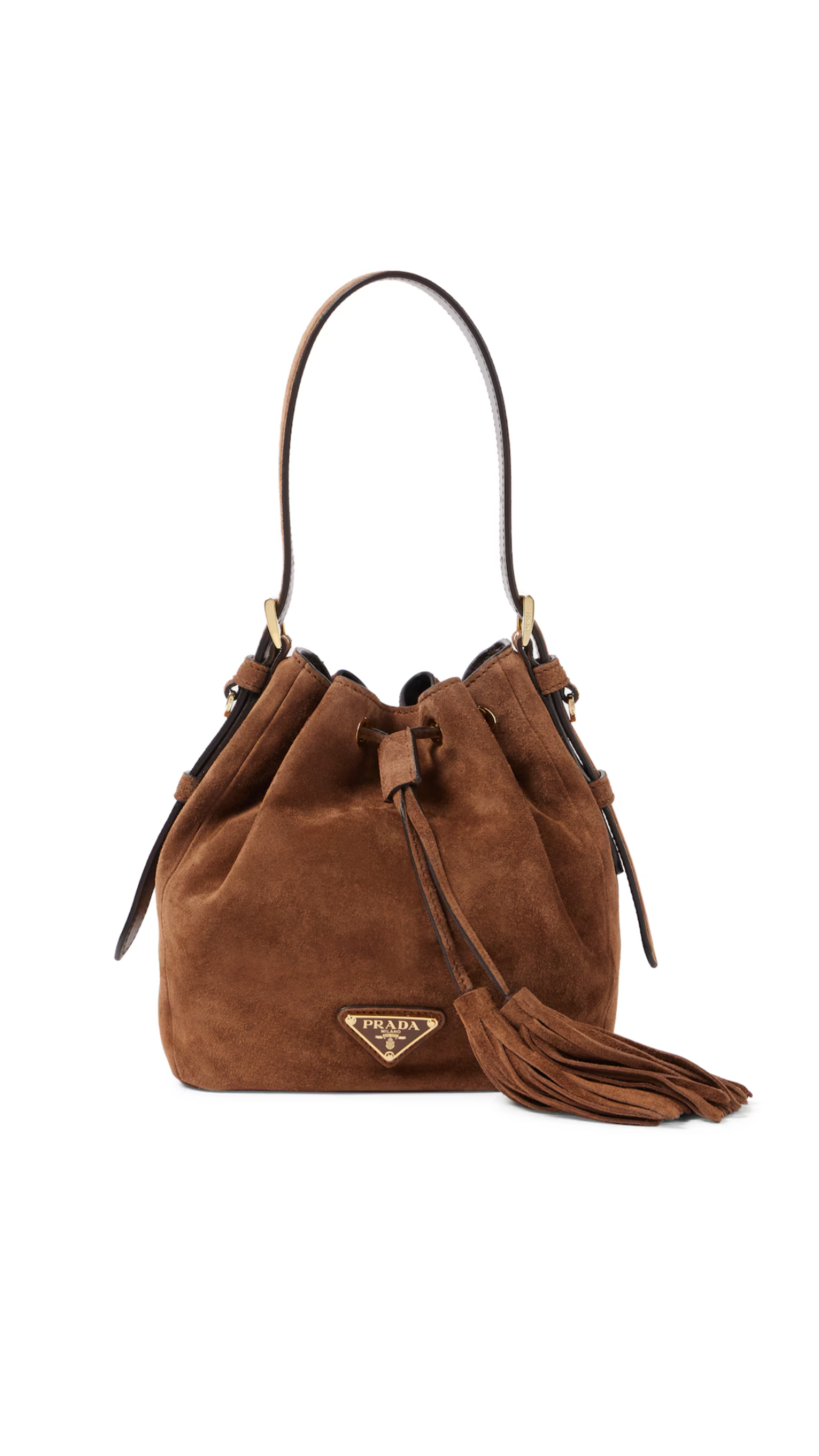 Suede Leather Bucket Bag - Cocoa Brown