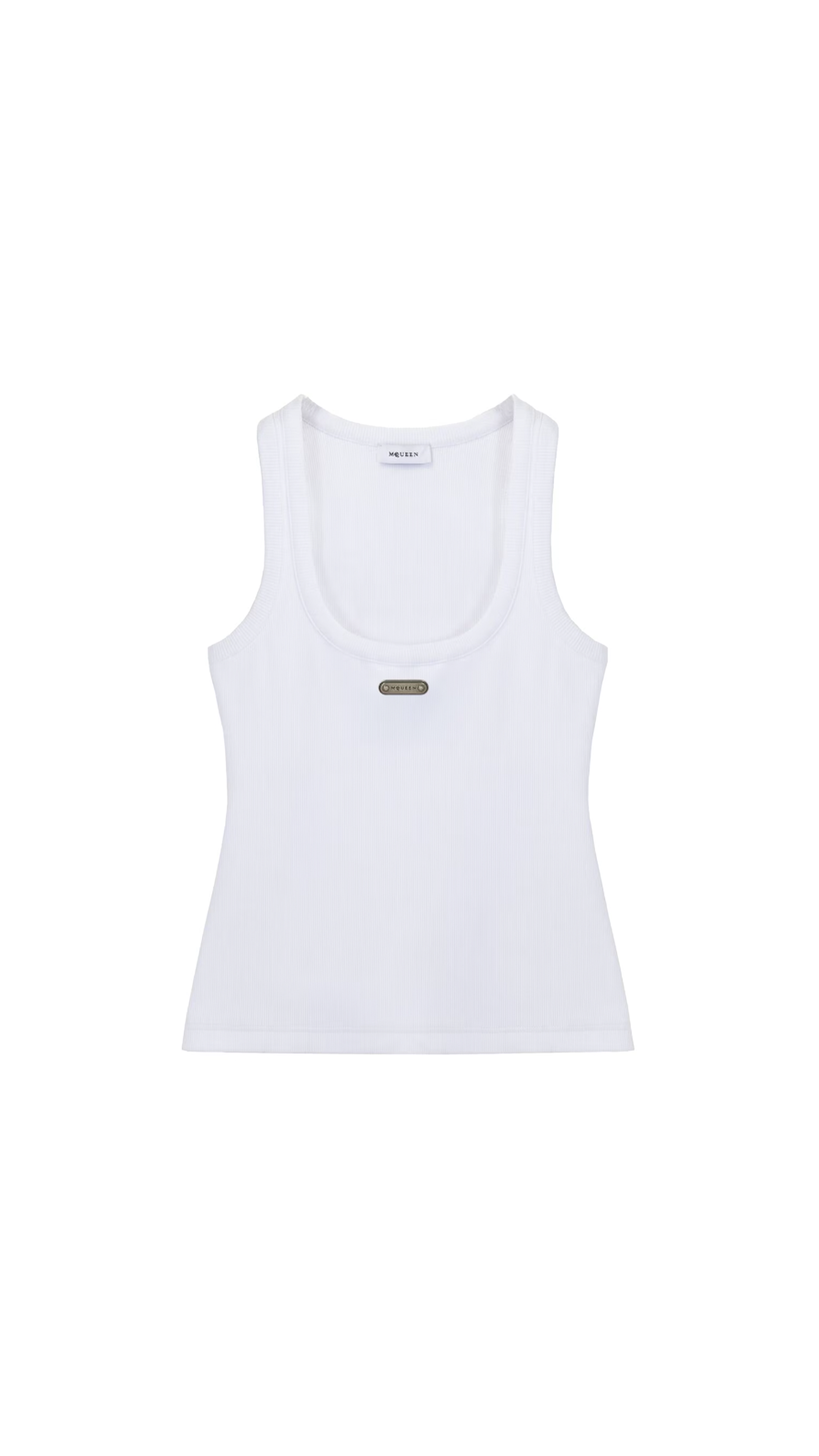 McQueen Placket Tank Top in - Optical White