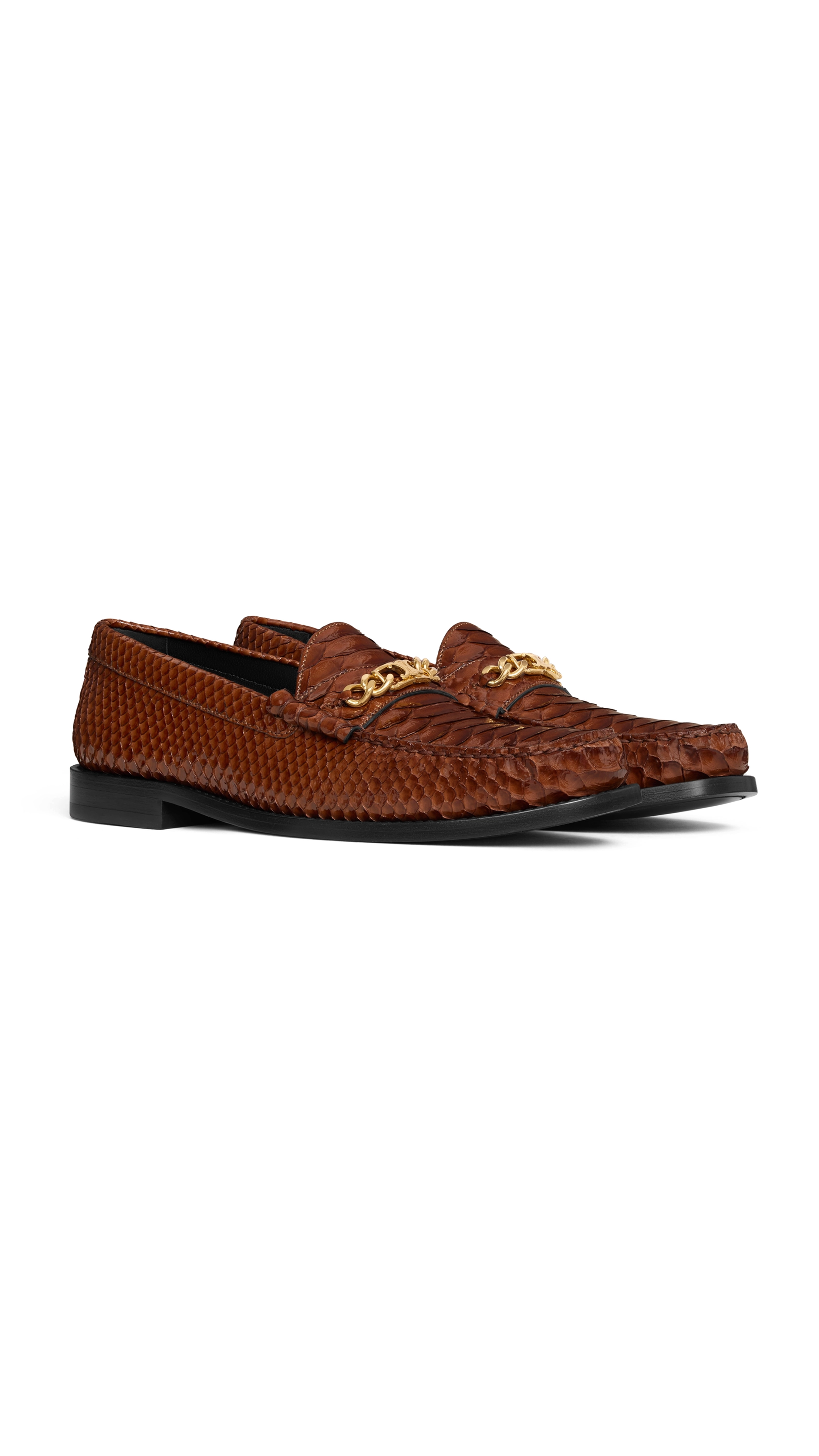 Luco Triomphe Chain Loafer in Patent Python Stamped Clafskin - Teck