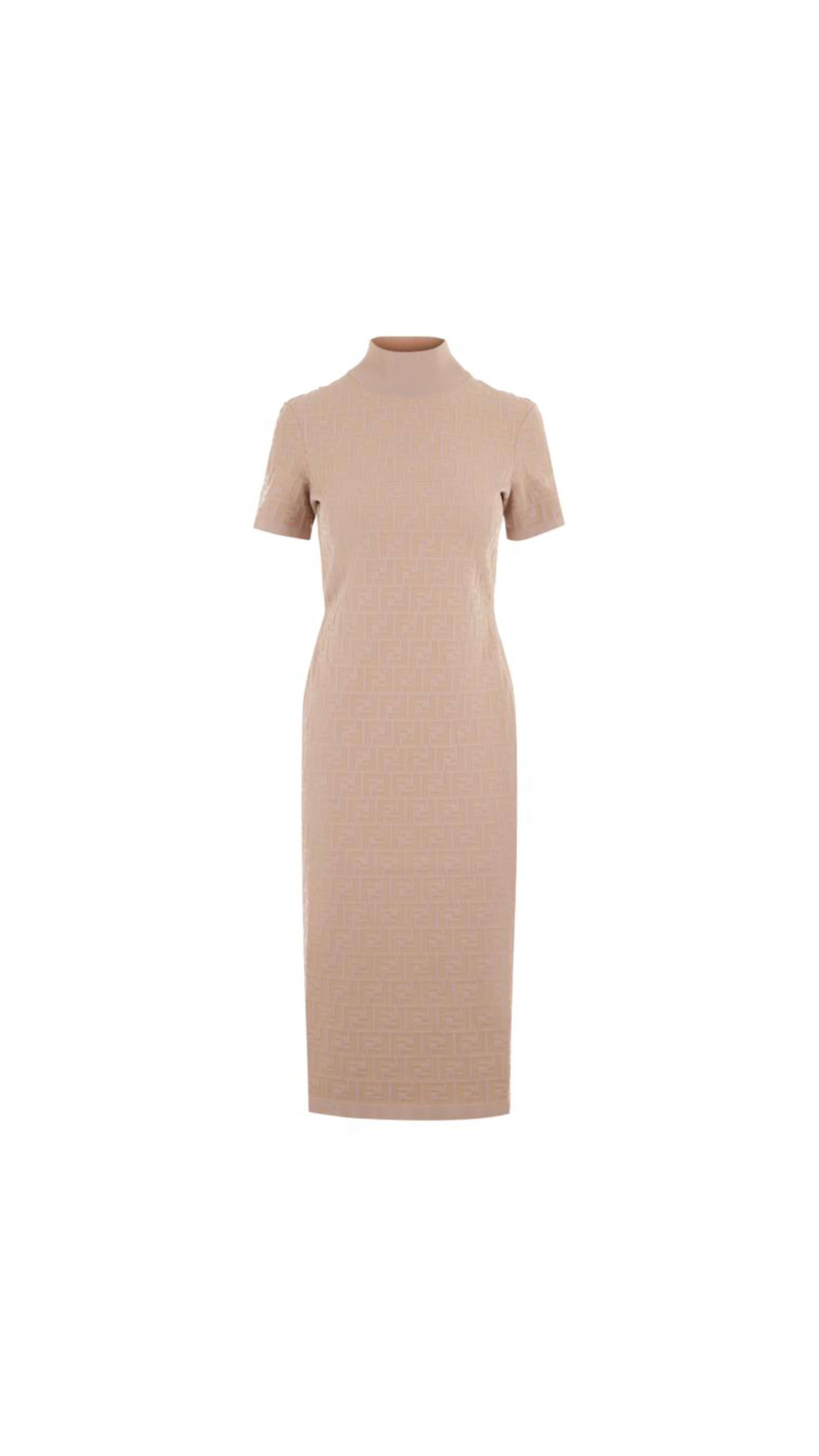 Viscose Jacquard Midi Dress - Beige