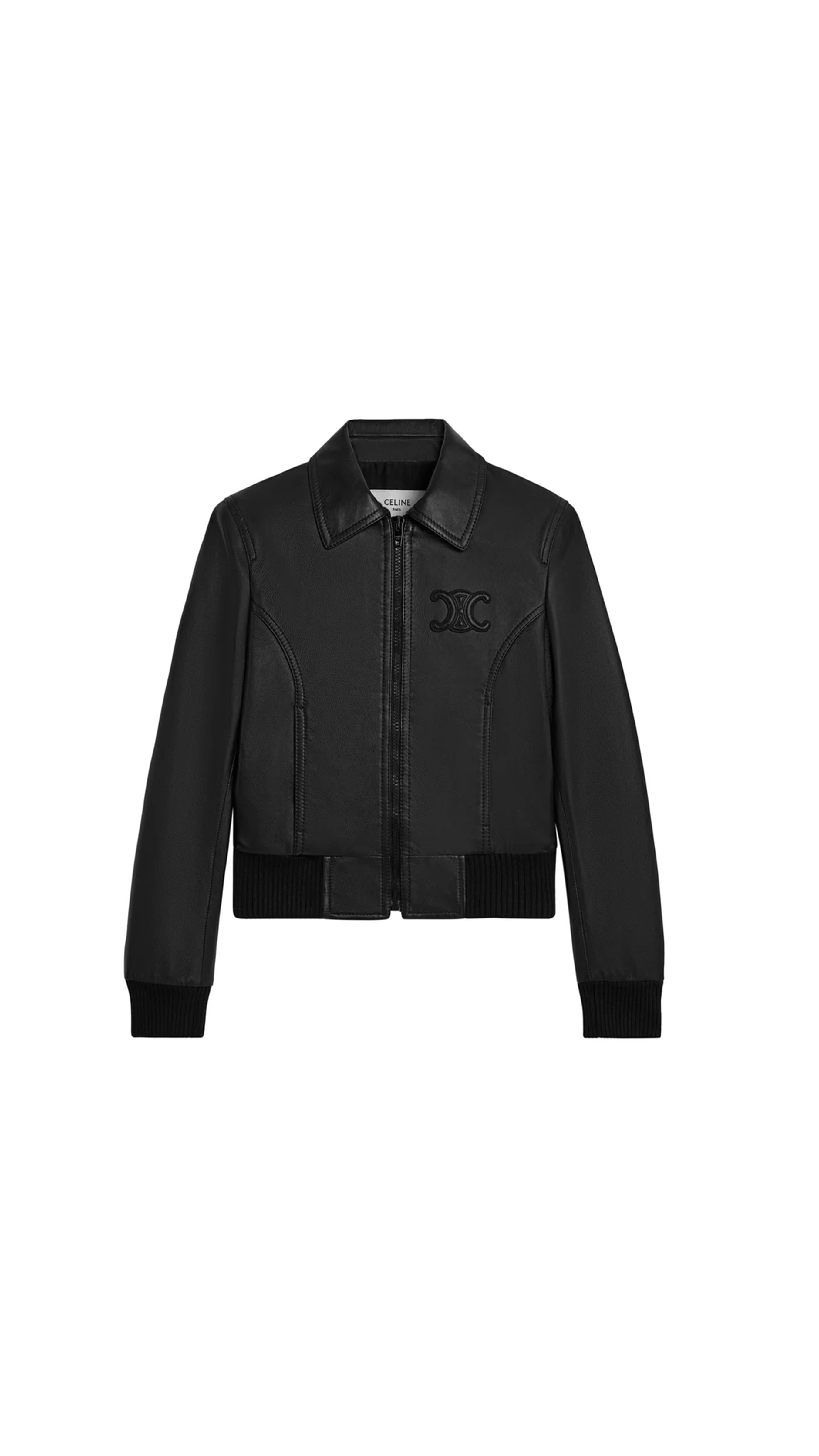 Triomphe Blouson Jacket in Soft Lambskin - Black