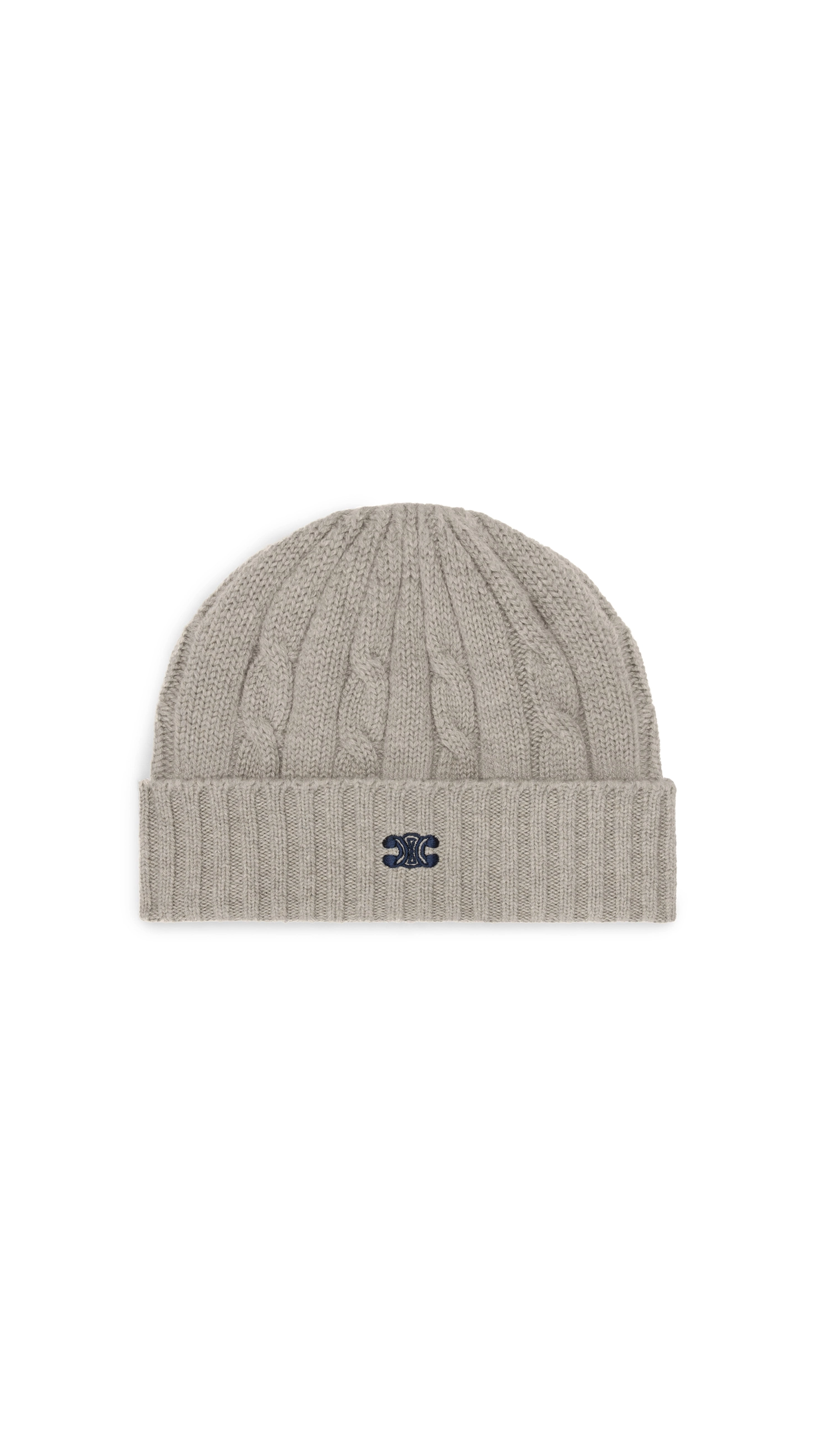 Triomphe Cable-Knit Beanie in Cashmere - Light Grey