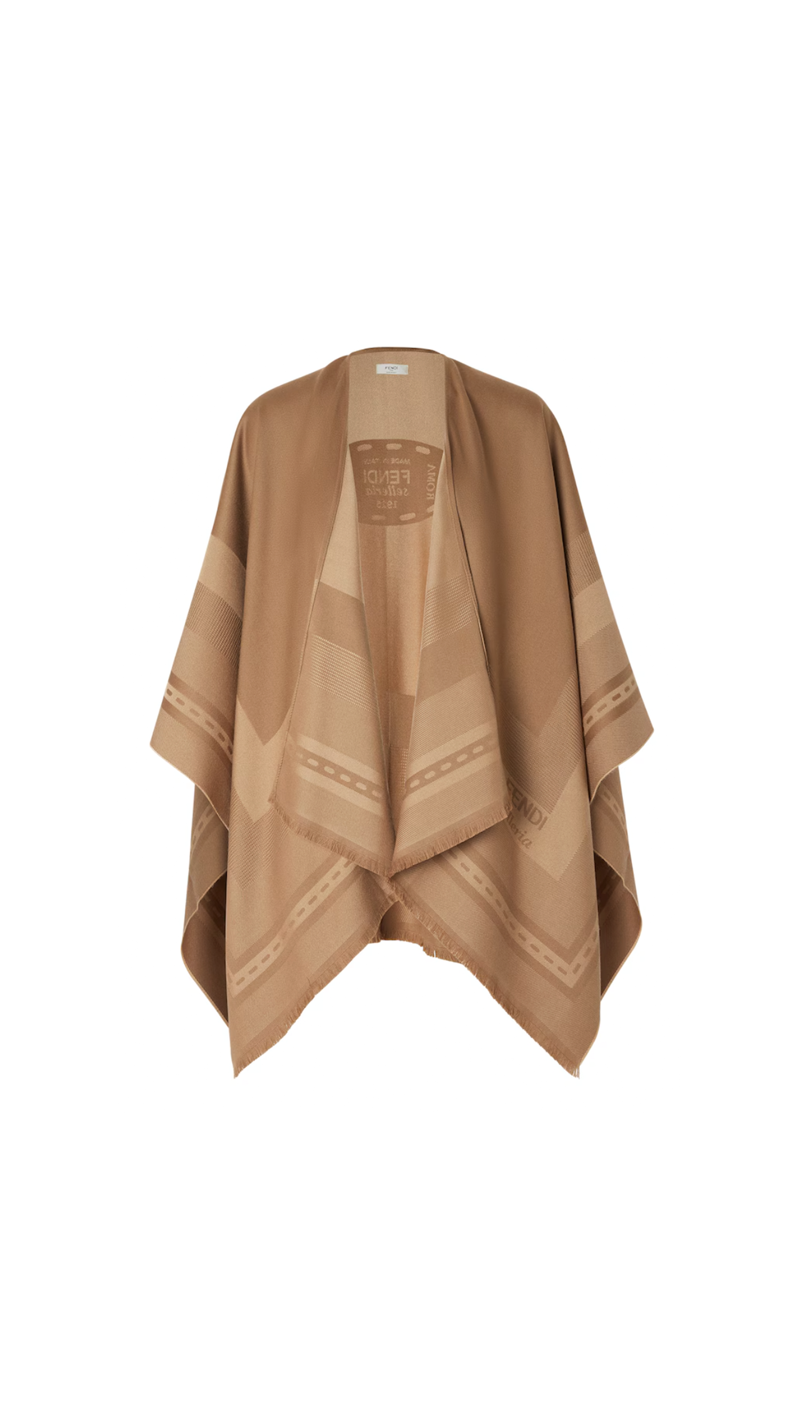 Wool and Cashmere Poncho - Brown