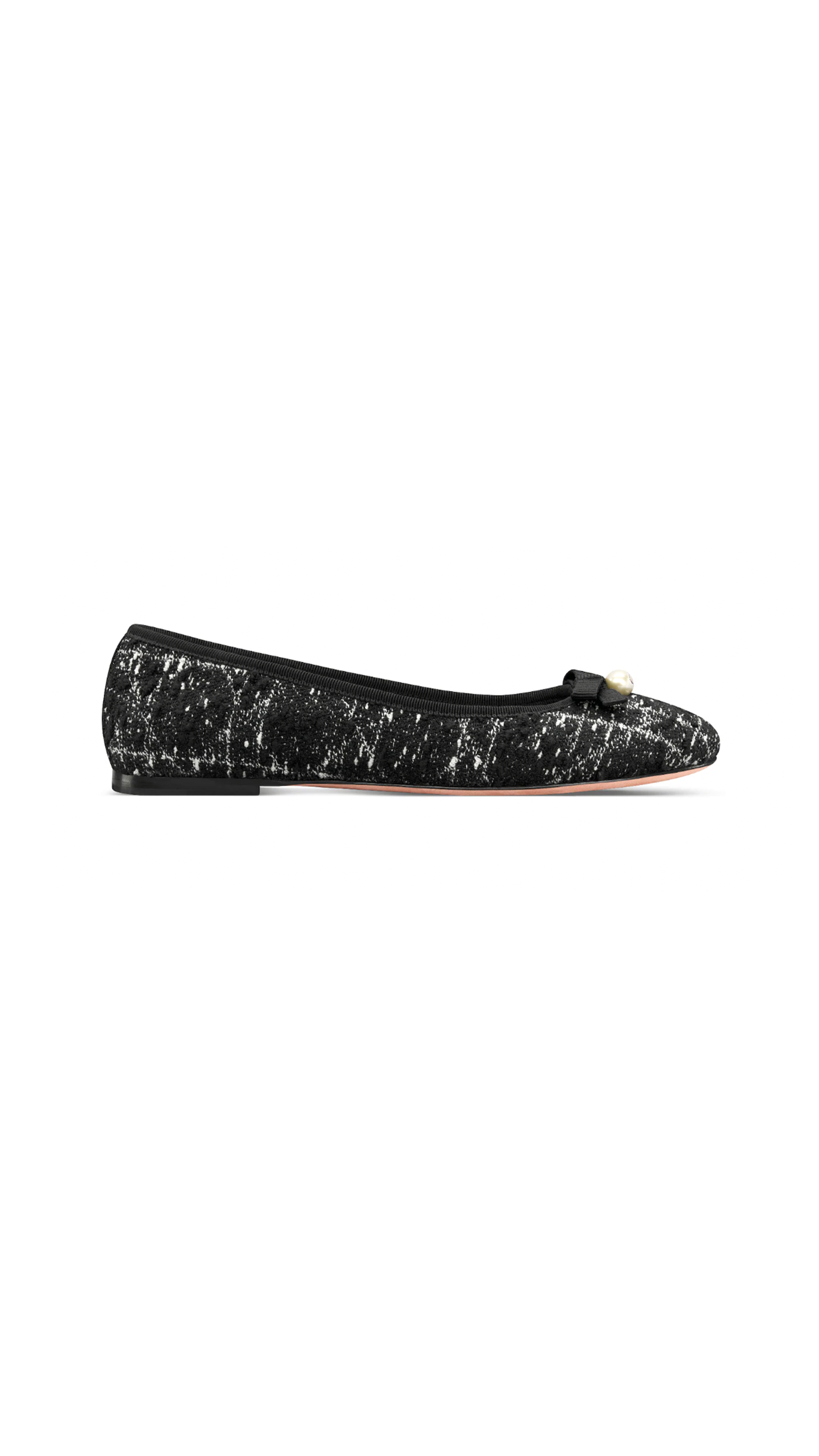 Ballet Flat in Cannage Tweed - Black/White