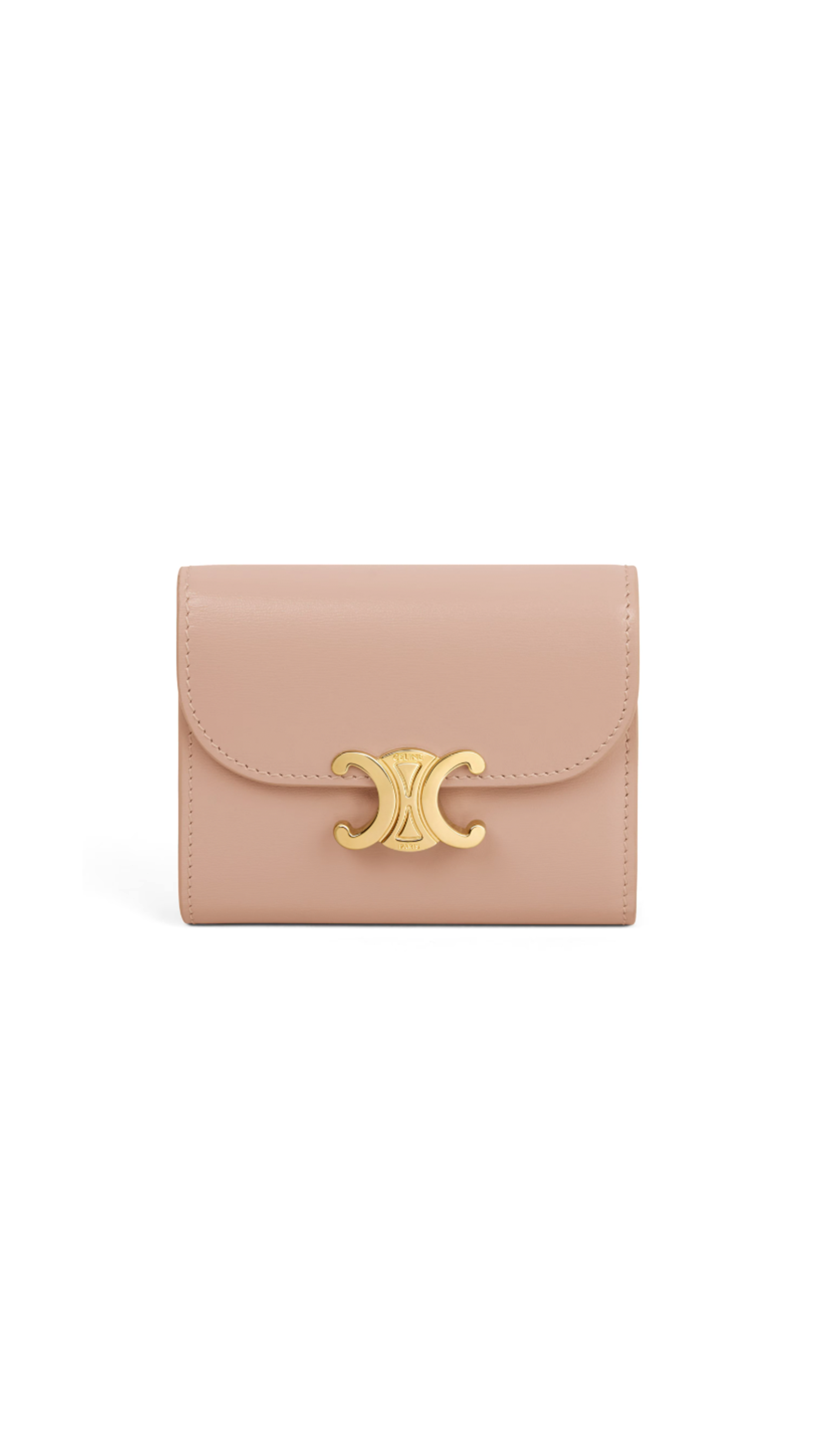 Small Wallet Triomphe in Shiny Calfskin - Soft Peach