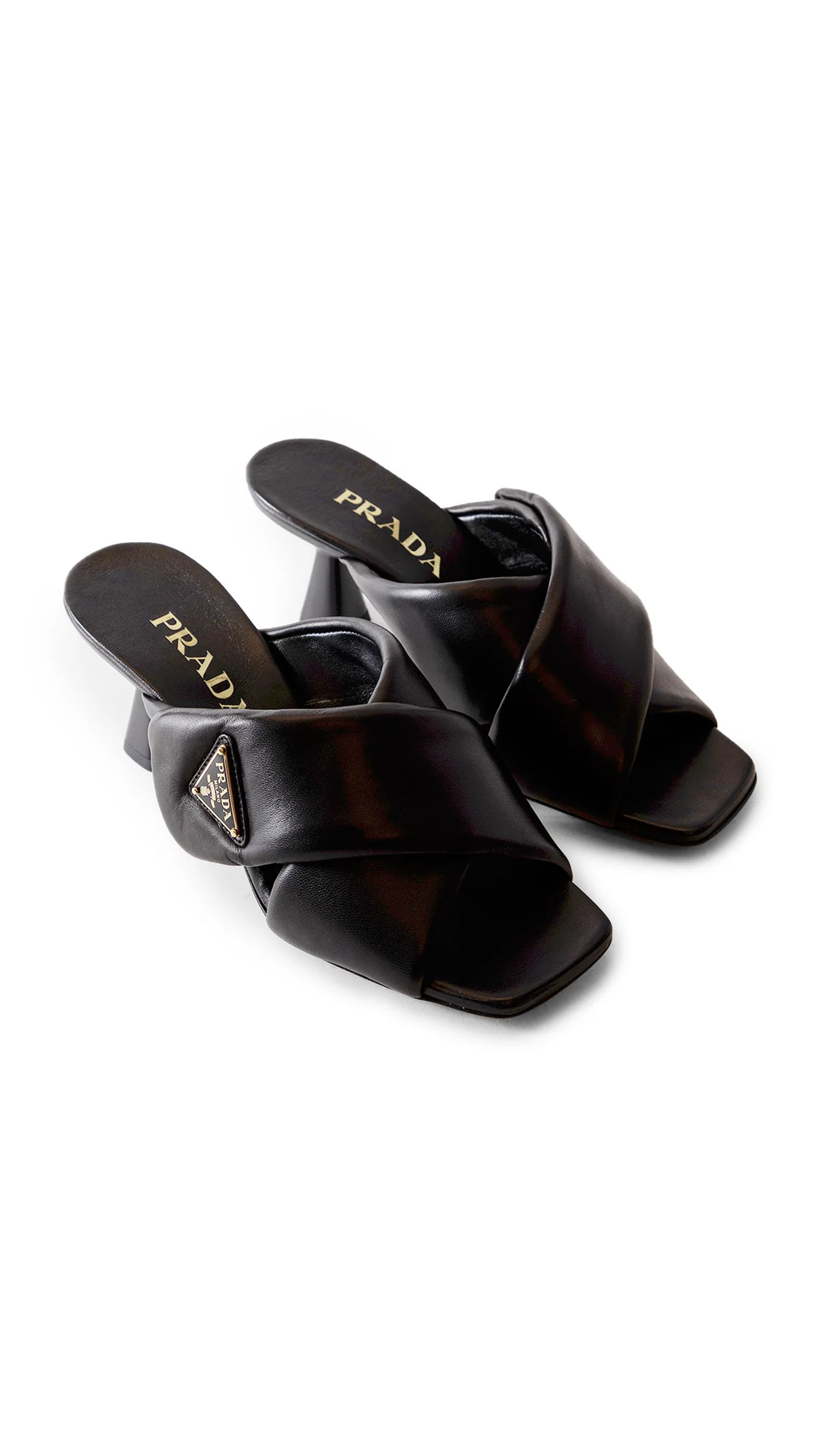 Padded Nappa Leather Sandals - Black