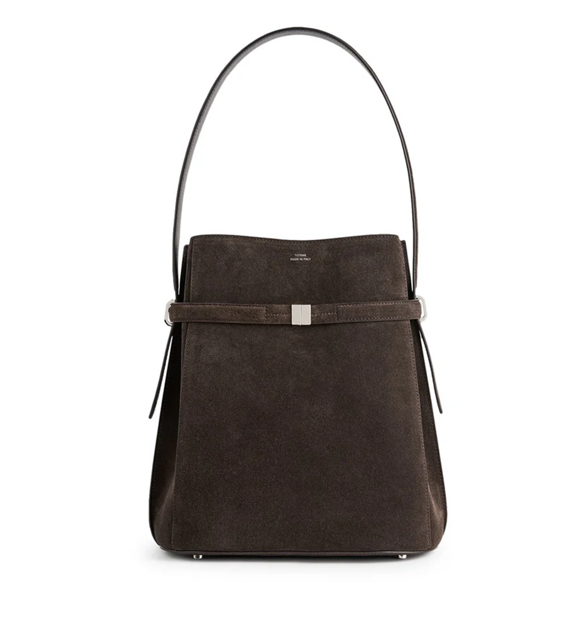 Suede Belted Bucket Bag