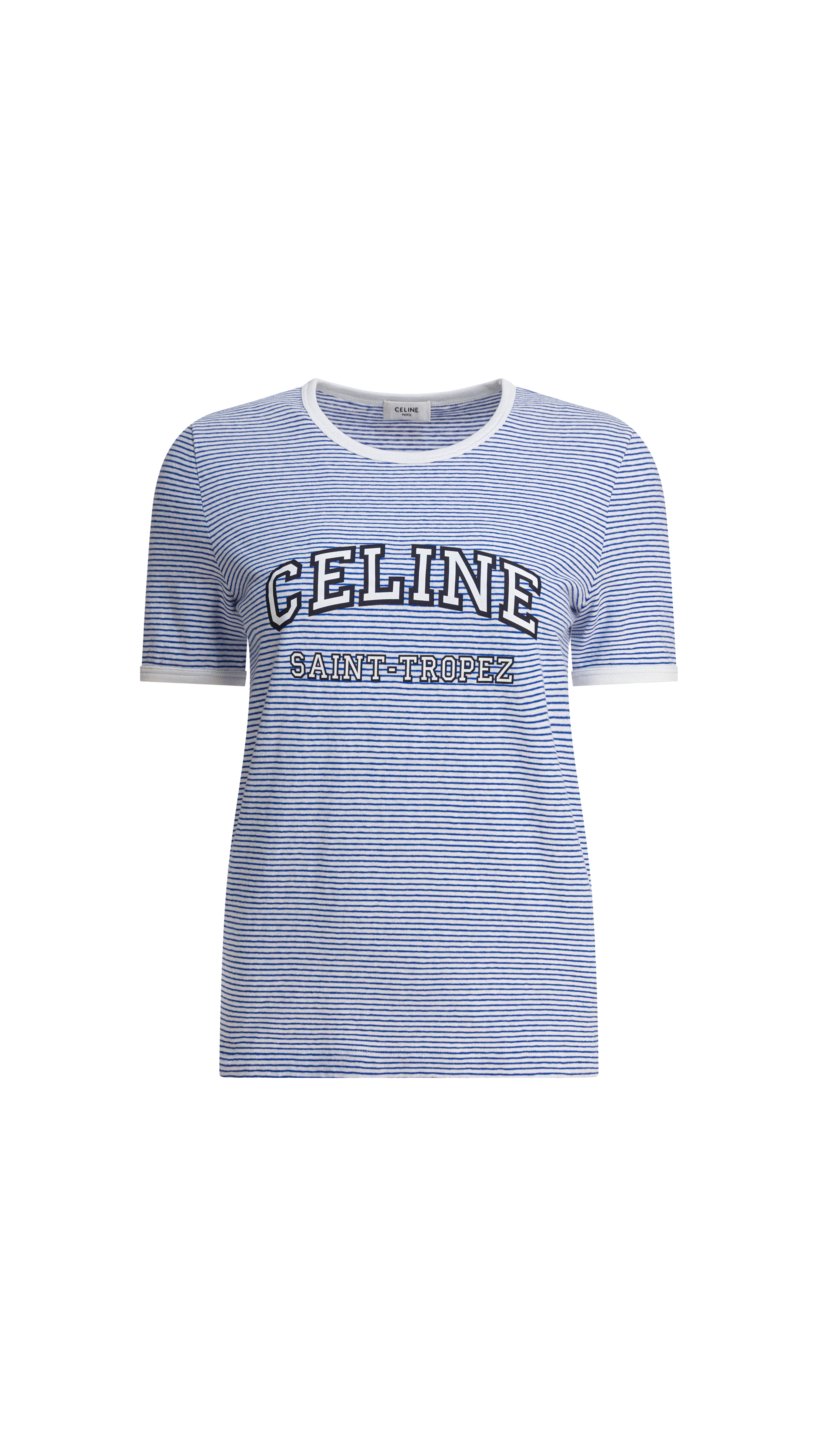70's Striped Cotton T-shirt - White/Blue