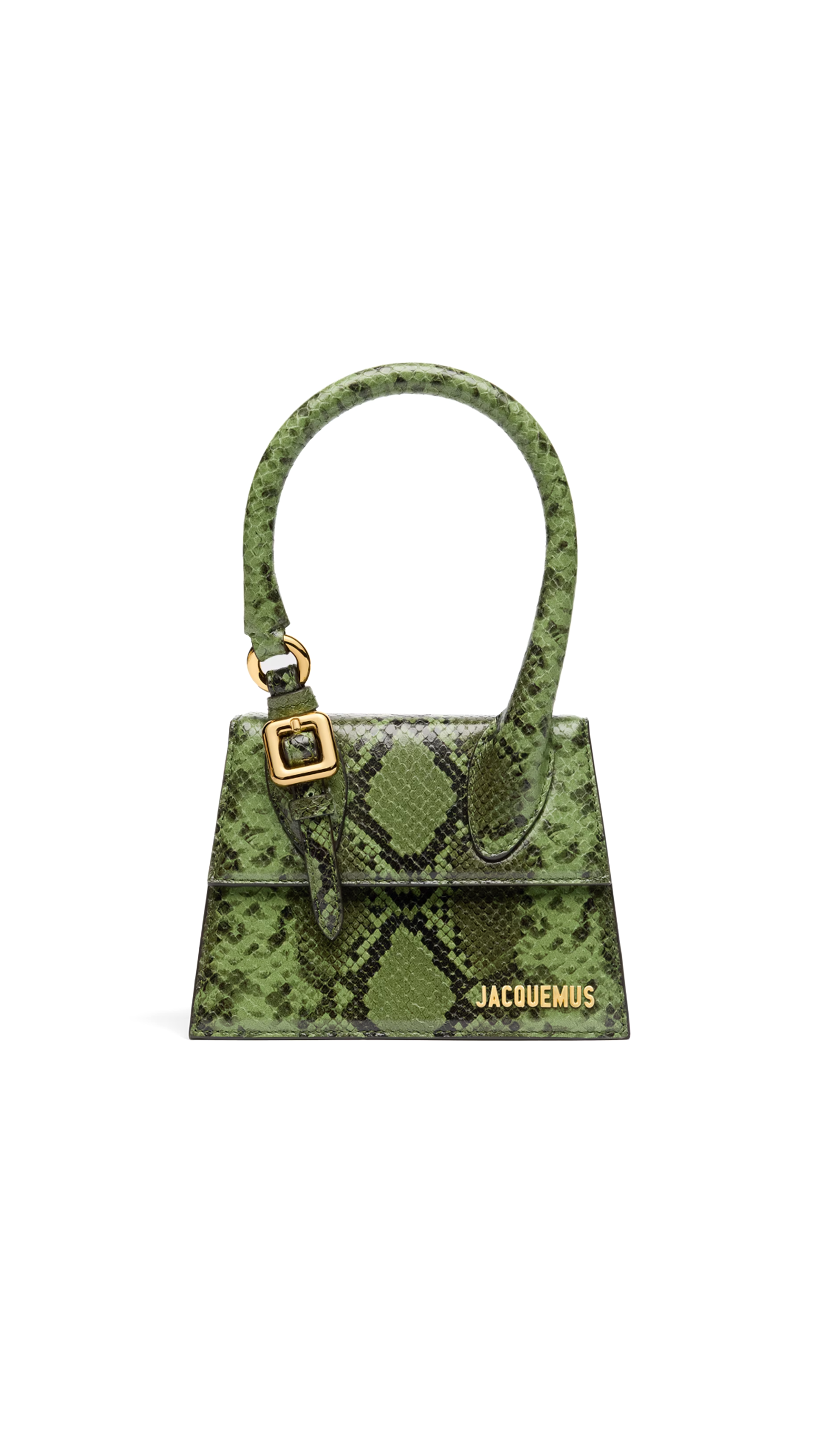 Le Chiquito Moyen Boucle in Snake Print - Green