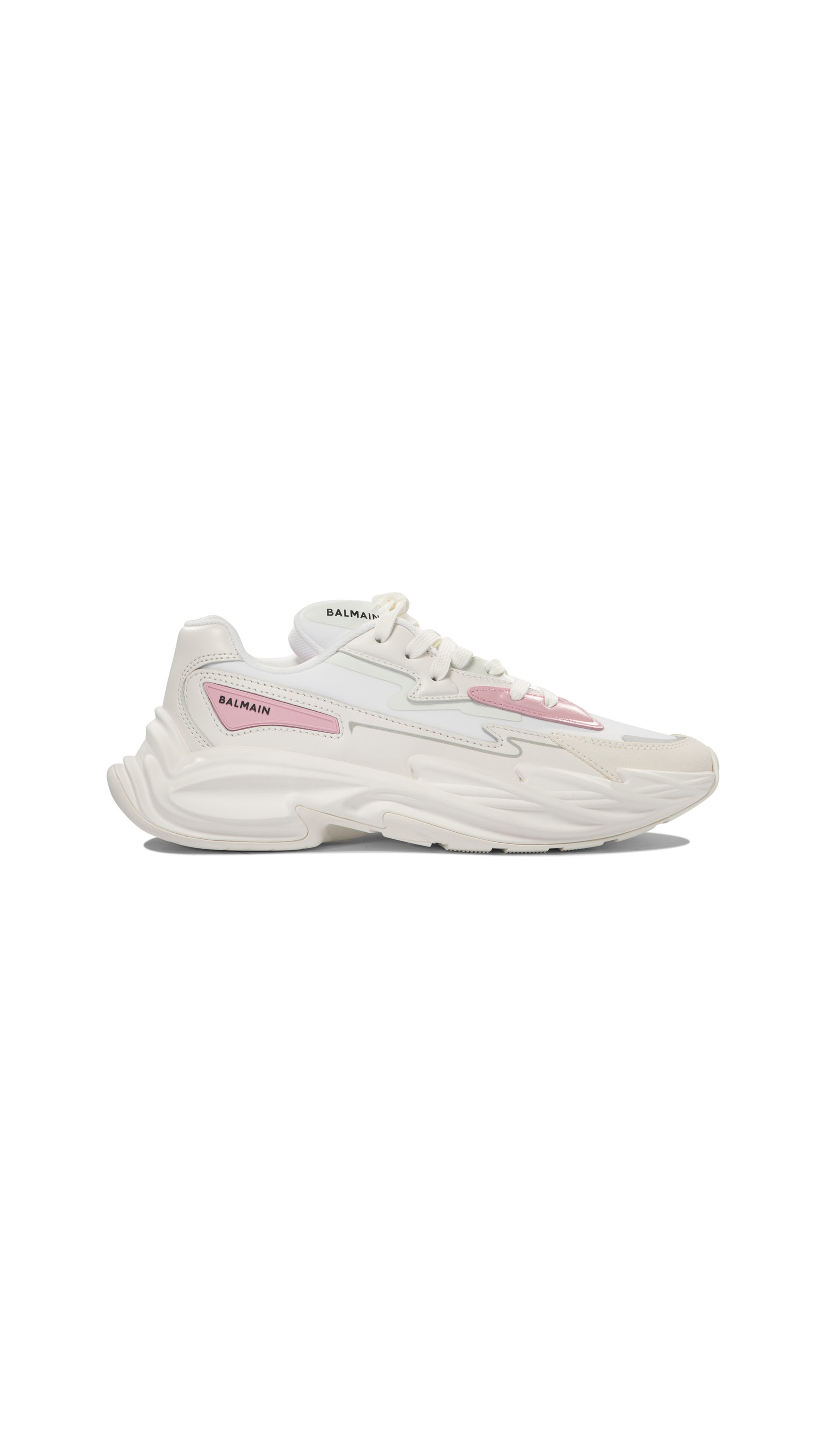 Run-Row Leather and Nylon Sneakers - White/Light Pink