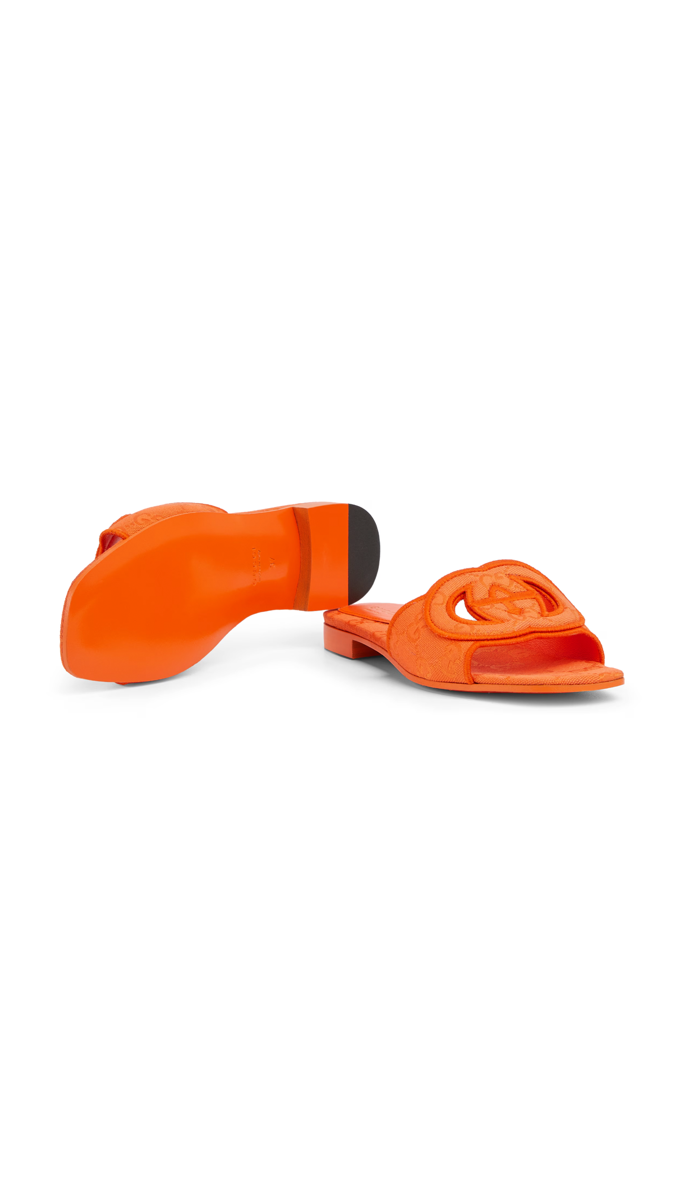 Interlocking G Canvas Slide Sandal - Orange