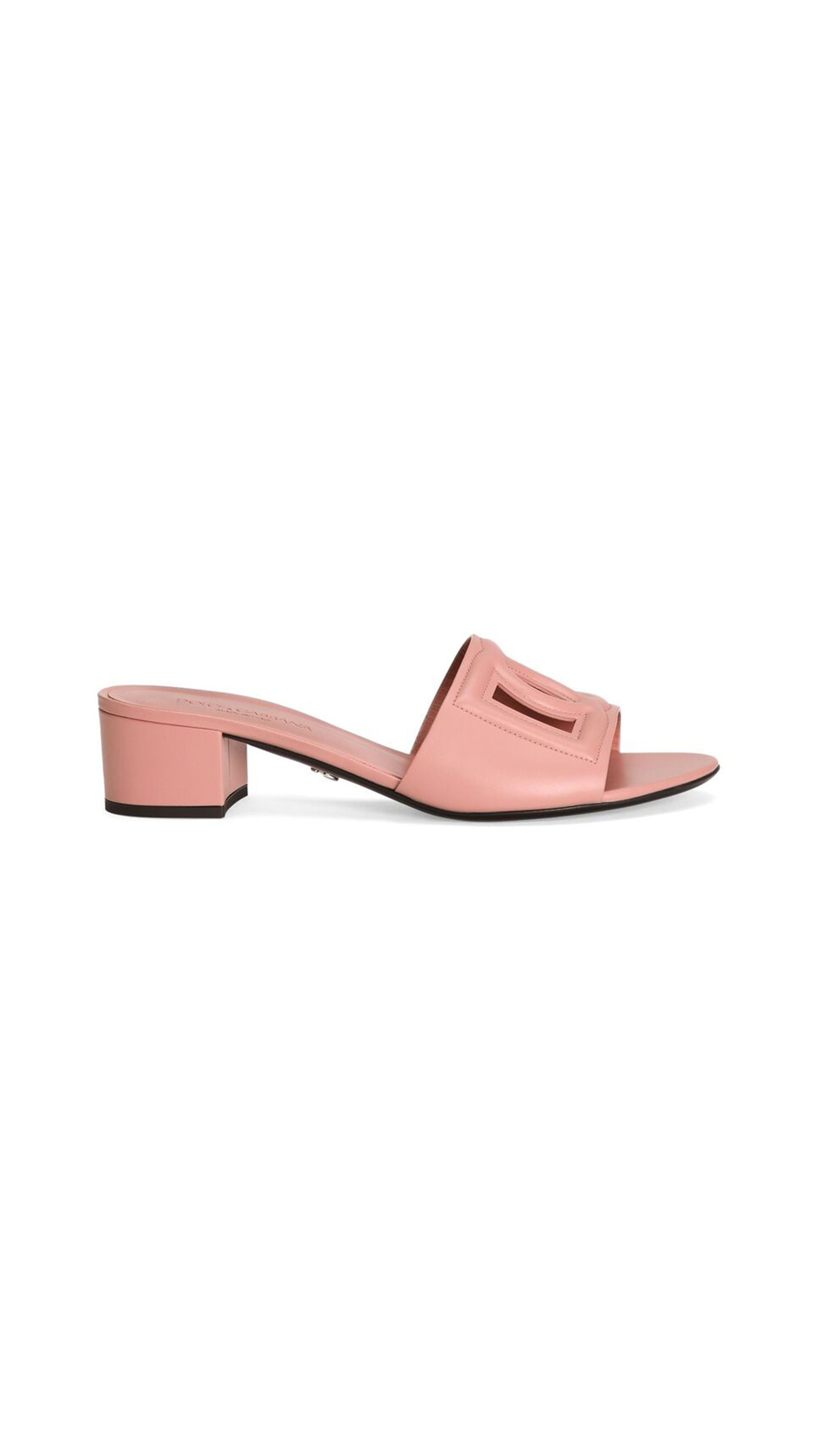 Calfskin Sliders with DG Logo - Light Pink