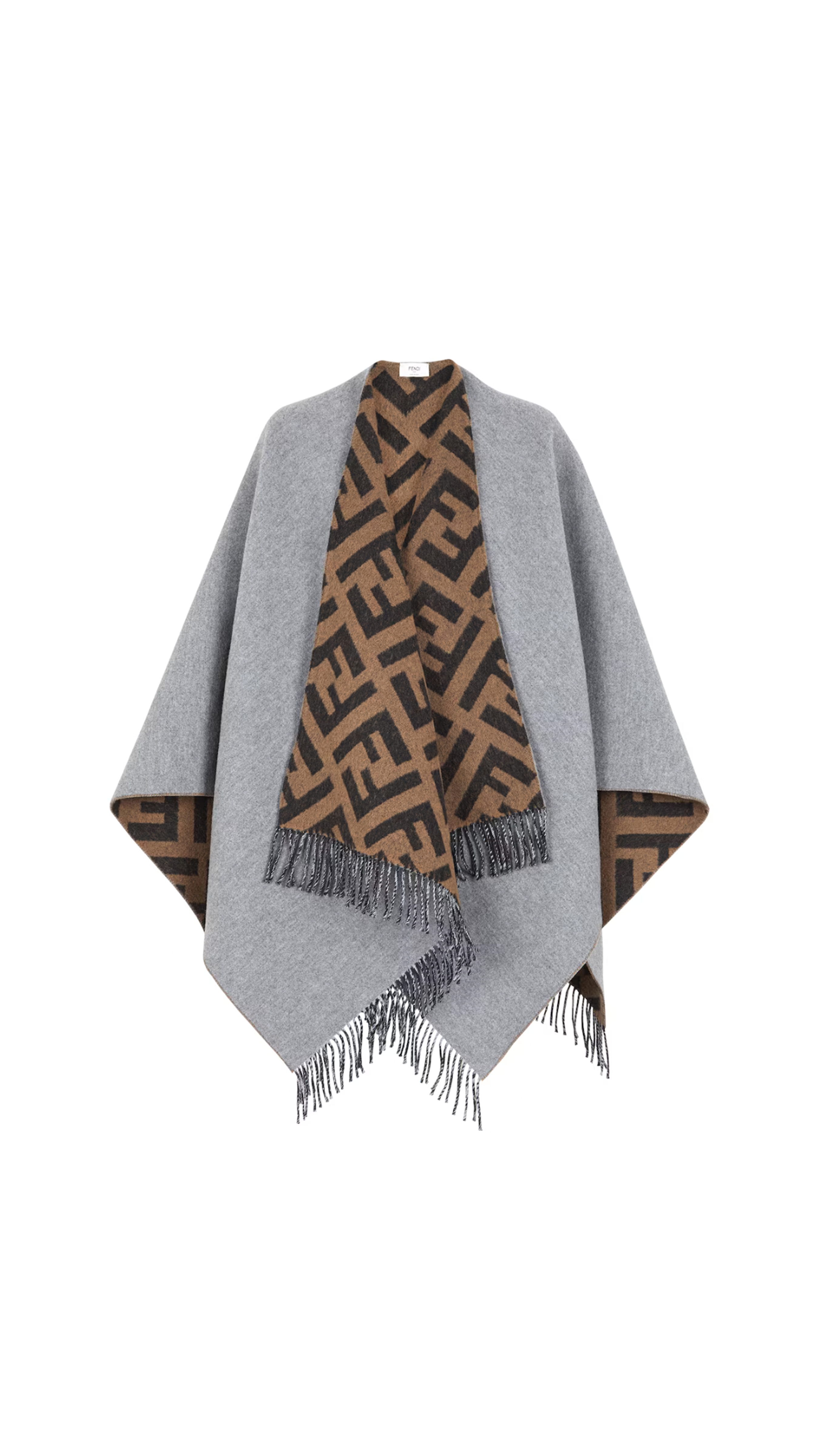 Wool and Cashmere Poncho - Grey/Brown