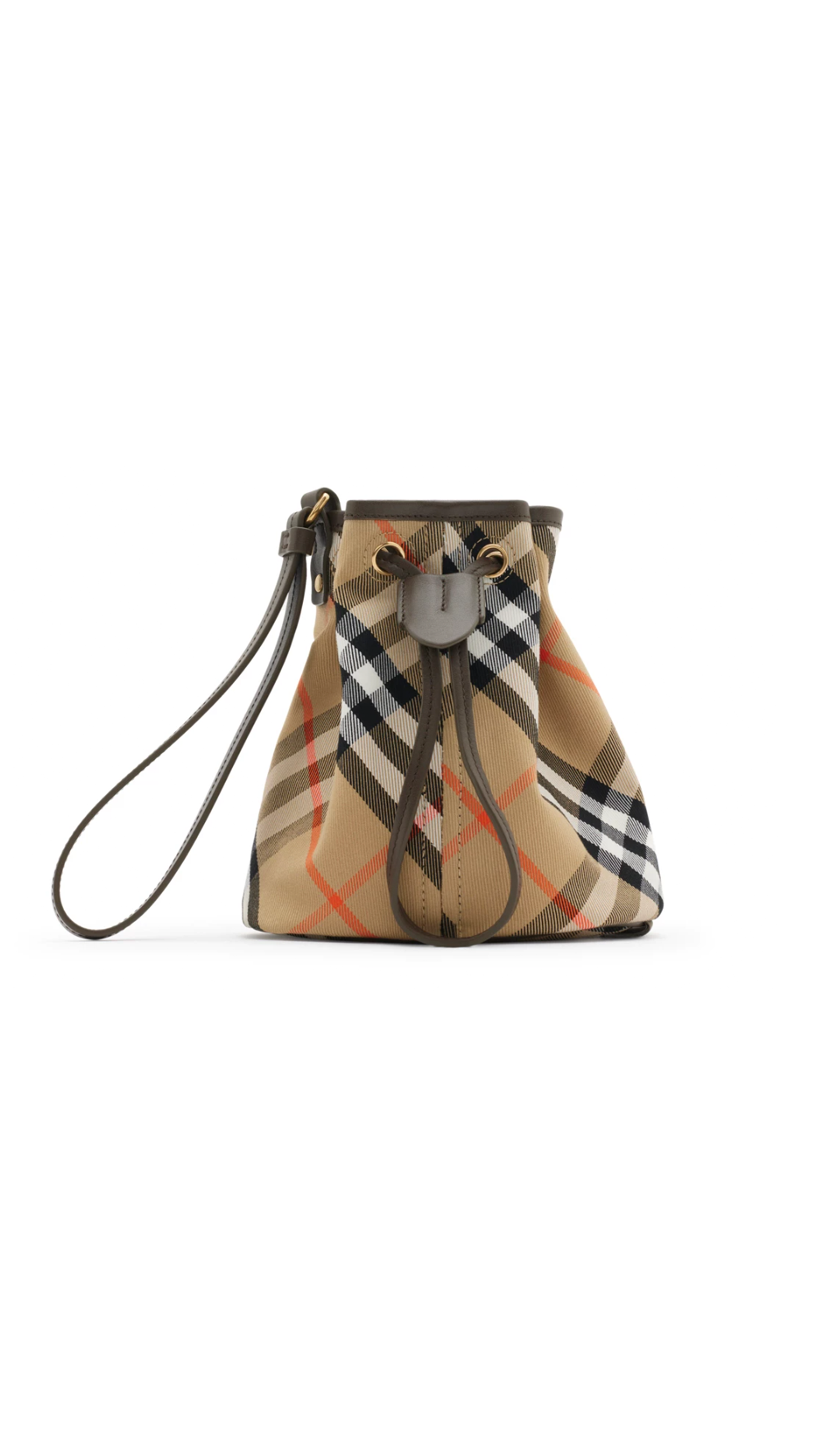 Check Drawstring Pouch - Sand