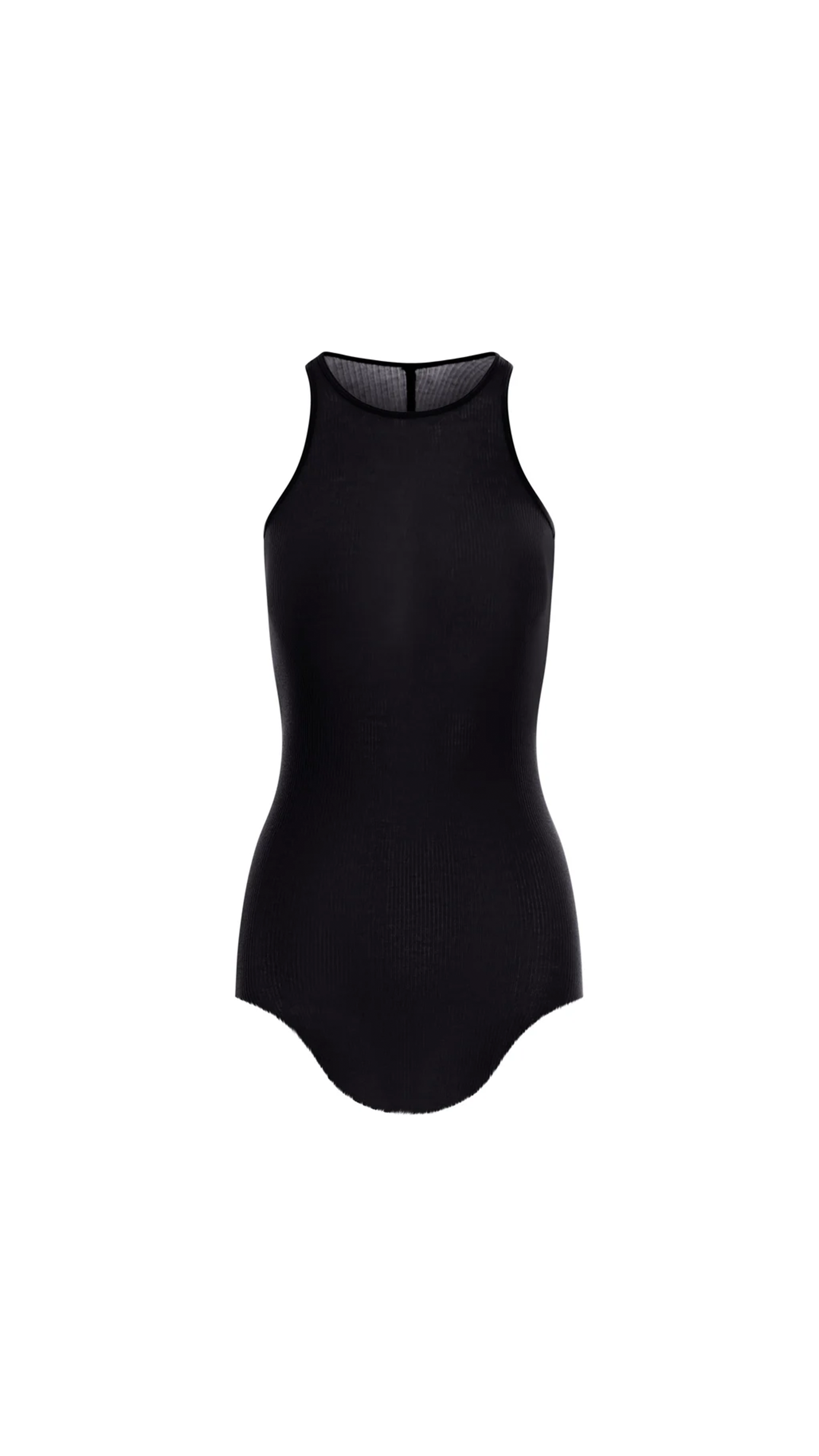 Long Ribbed Tank Top - Black
