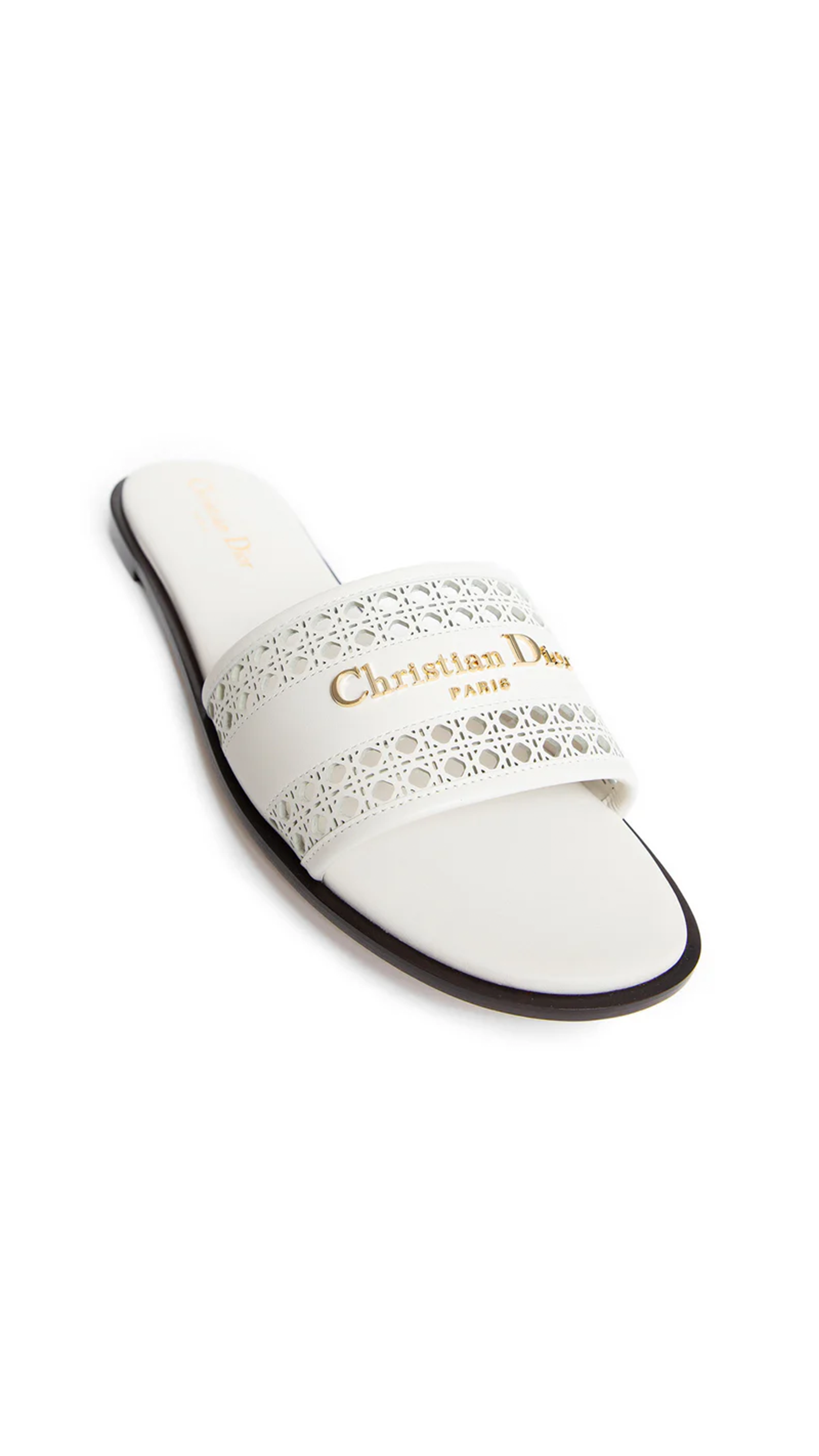 D-Lane Leather Slide - White