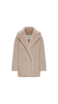 Short Teddy Bear Icon Coat in Alpaca and Wool - Sand