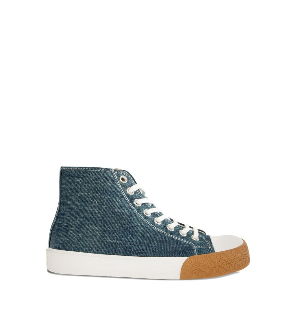 Bloc High-Top Sneaker in Denim