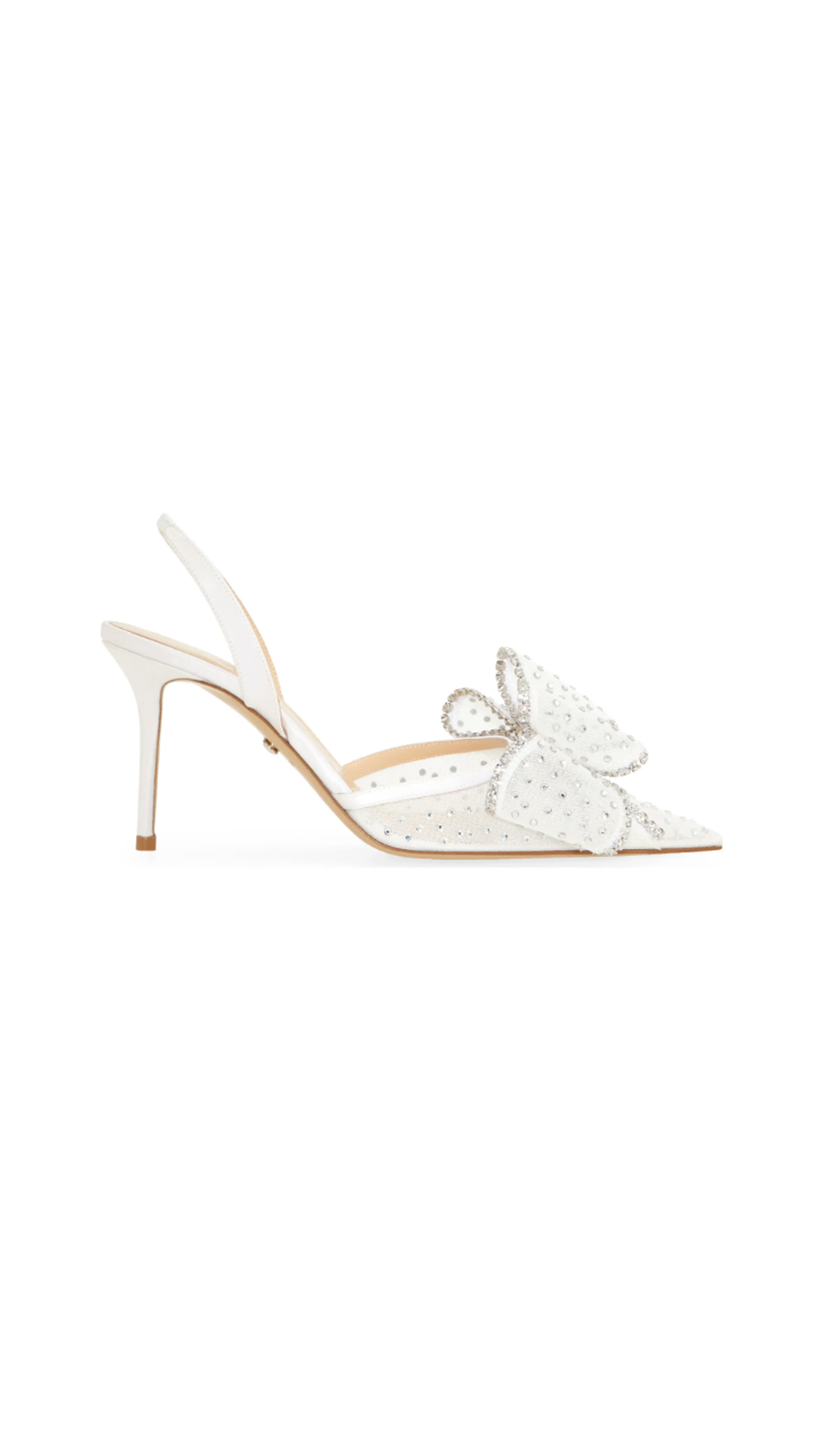 Le Cadeau Bow Pointed Toe Slingback Pump - White